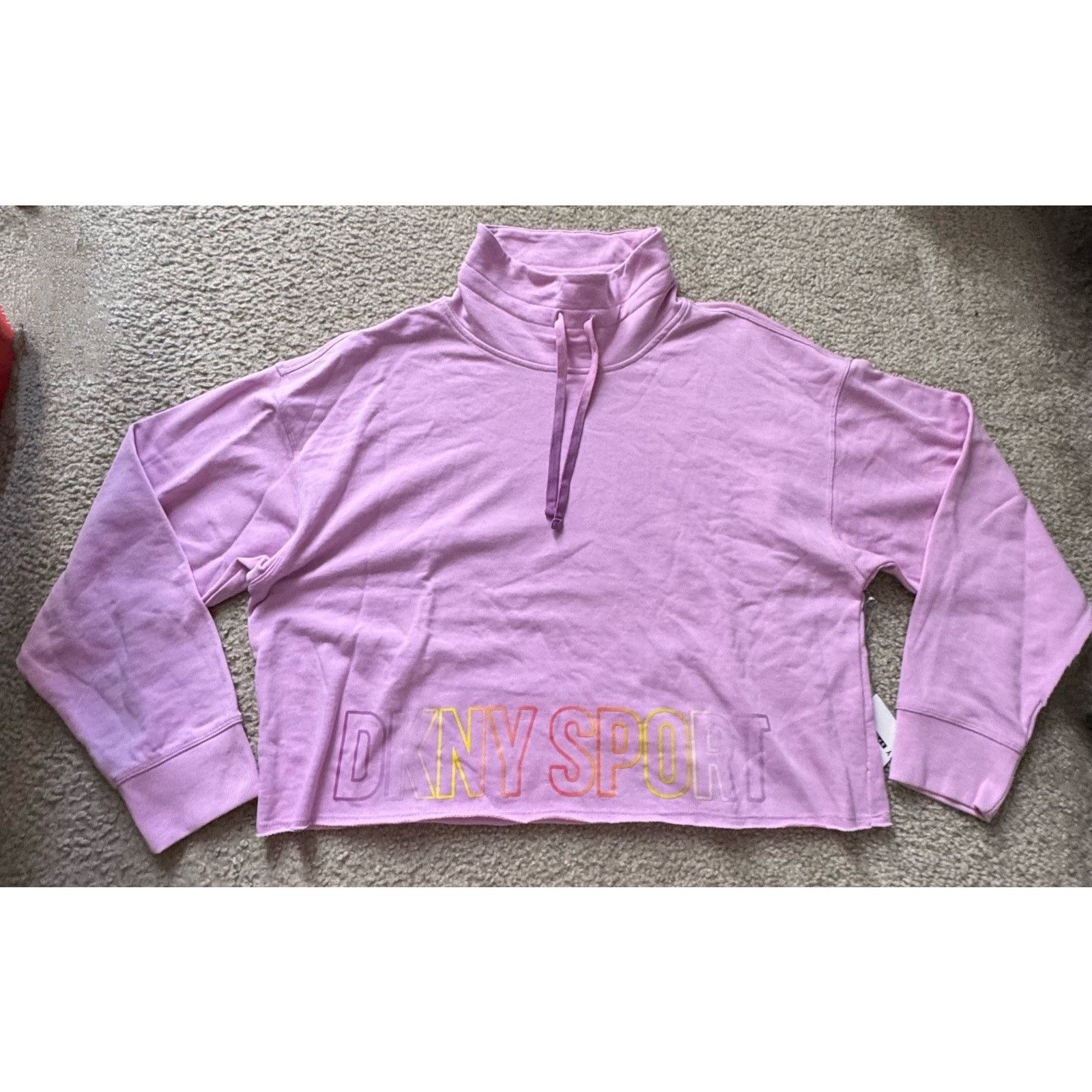 DKNY DKNY Sport Logo Funnel Neck Lilac Sweatshirt Women's X-Large Size XL / US 12-14 / IT 48-50 - 1 Thumbnail
