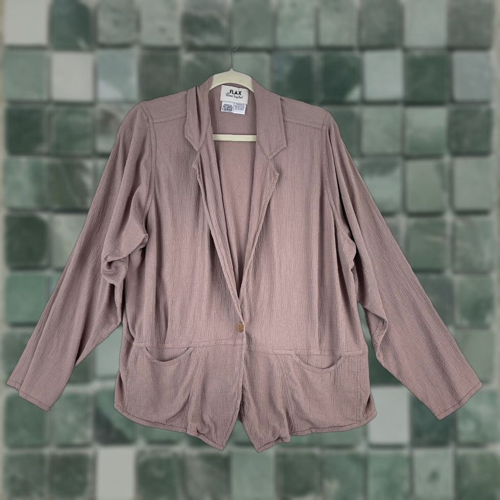 FLAX FLAX Jacket Womens Large Brown Long Sleeve Lightweight Rayon 1 Button Casual Size L / US 10 / IT 46 - 1 Thumbnail