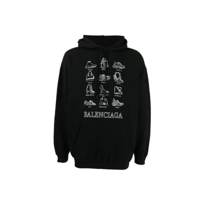 Balenciaga Balenciaga Graphic Logo Print Black Hoodie Size US S / EU 44-46 / 1 - 1 Thumbnail