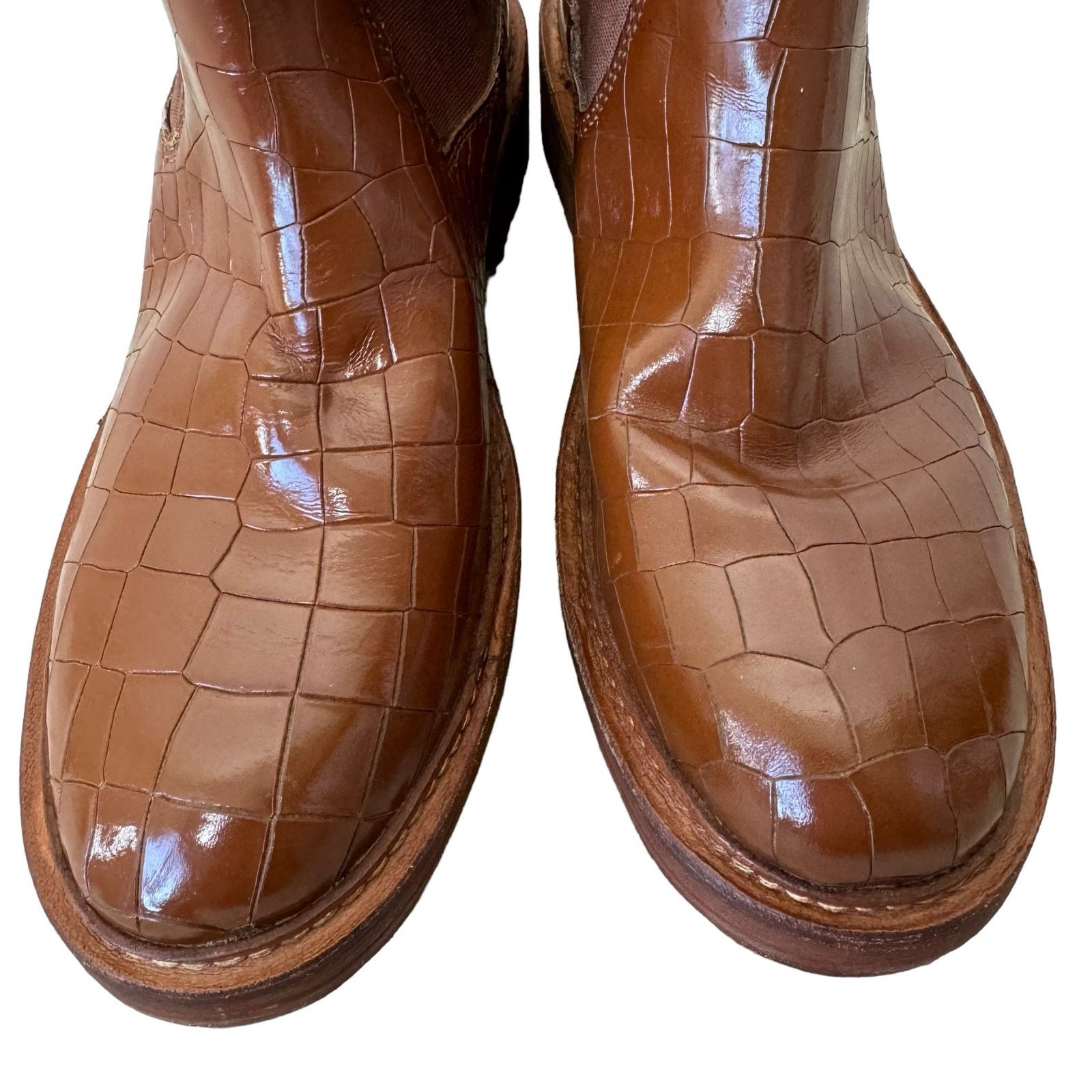 Free People FREE PEOPLE ARLO SANTA FE EMBOSSED ANKLE BOOTS Tan Croc Size US 8 / IT 38 - 10 Thumbnail