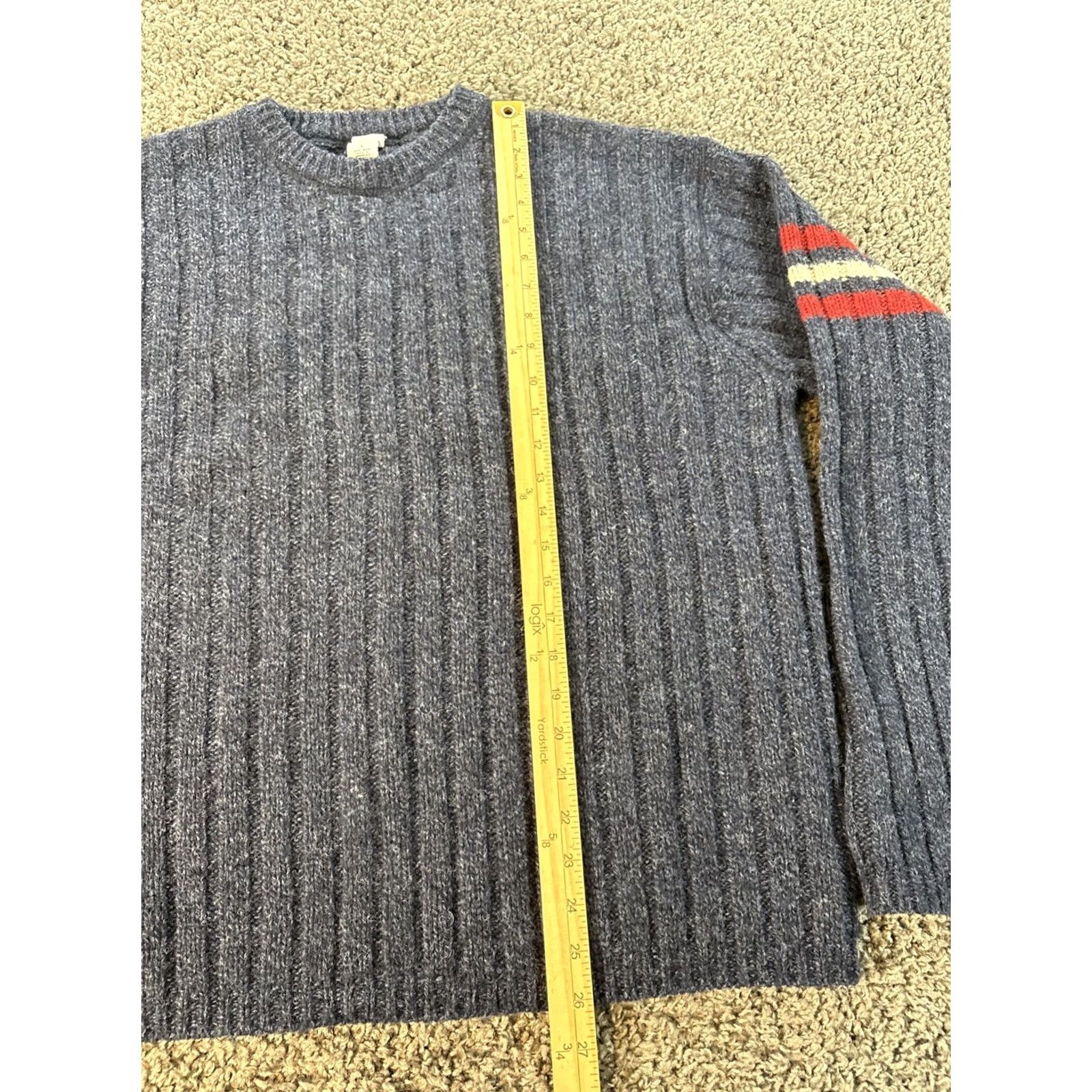 Gap VINTAGE Gap Sweater Mens L Blue Striped Chunky-Knit Wool Fisherman Crew Neck Pullover Size US L / EU 52-54 / 3 - 2 Thumbnail