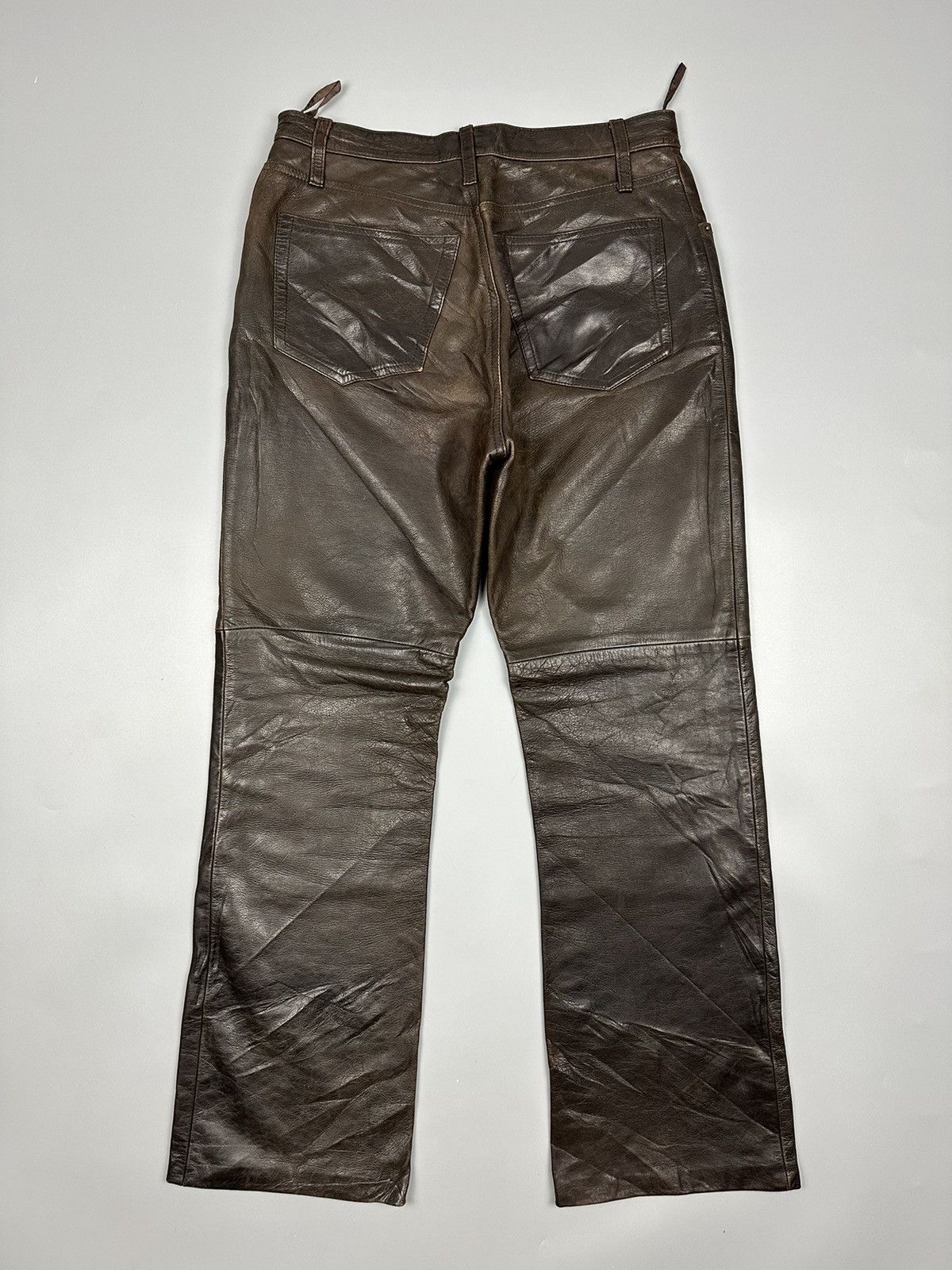 Chevignon × Genuine Leather × Vintage 🔥Very Rare🔥Vintage Chegvinon Flared Leather Pant Size US 28 / EU 44 - 2 Thumbnail