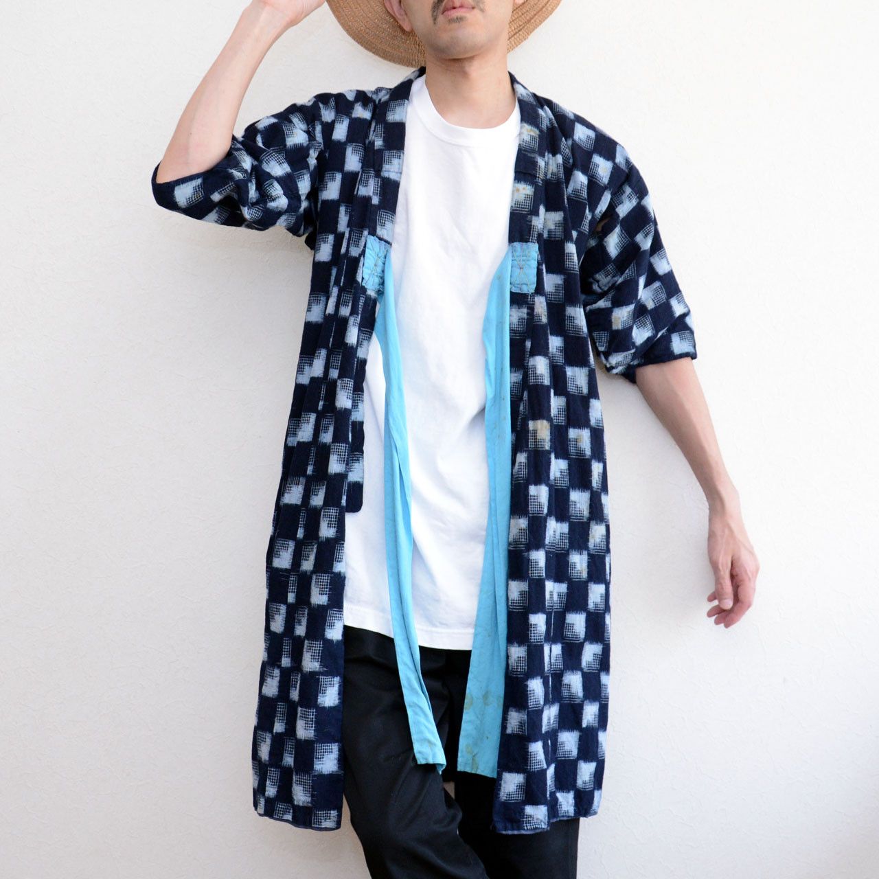 Other Japanese Vintage Indigo Kasuri Kimono Robe Handmade Remake Size US XS / EU 42 / 0 - 10 Thumbnail