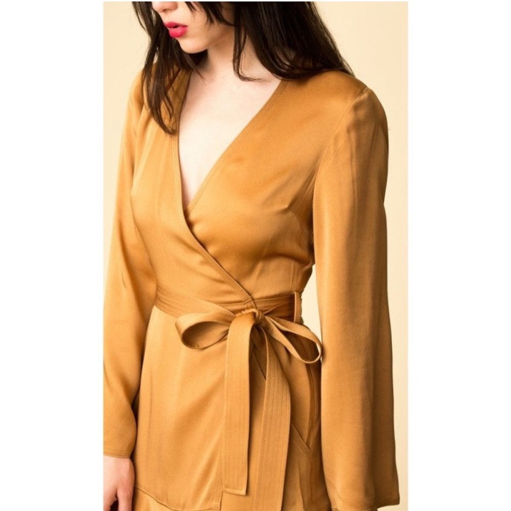 A.L.C. A.L.C. Whitney wrap silk dress in caramel gold yellow Size XS / US 0-2 / IT 36-38 - 2 Thumbnail