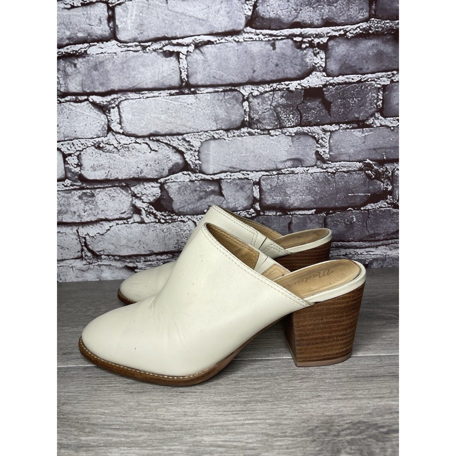 Madewell Madewell The Harper Ivory Leather Mules Stacked Heels Women Size US 8 / IT 38 - 20 Thumbnail
