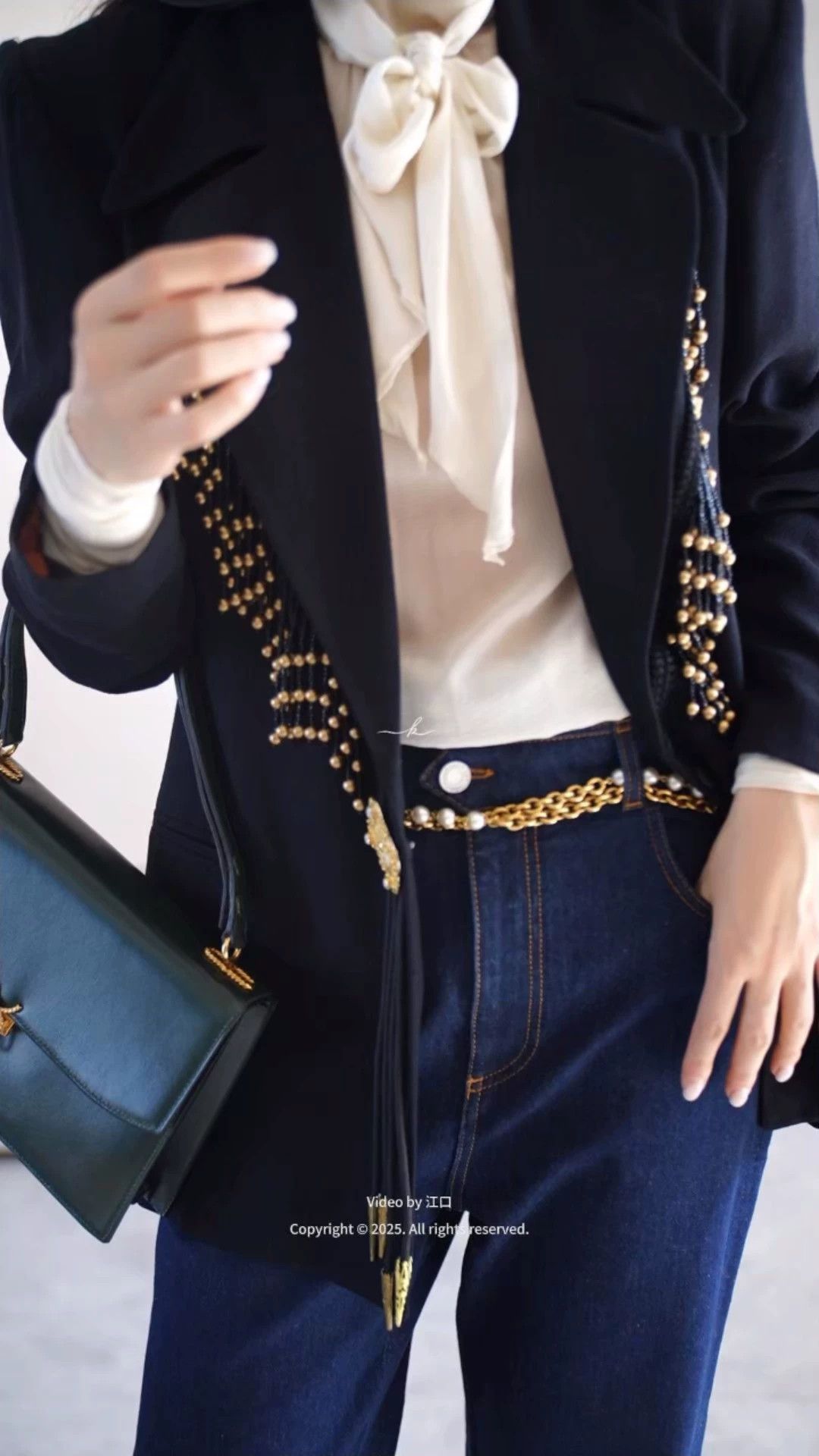 Vintage NY Vintage Woven Tassel Blazer (USA, Jeweled Buttons) Size S / US 4 / IT 40 - 1 Thumbnail
