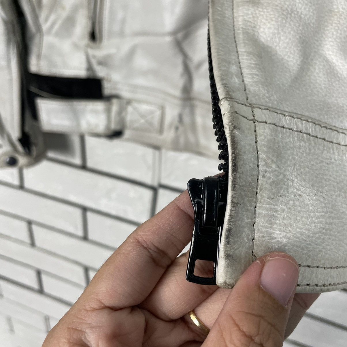Japanese Brand White Leather Biker Jacket Size US M / EU 48-50 / 2 - 14 Thumbnail
