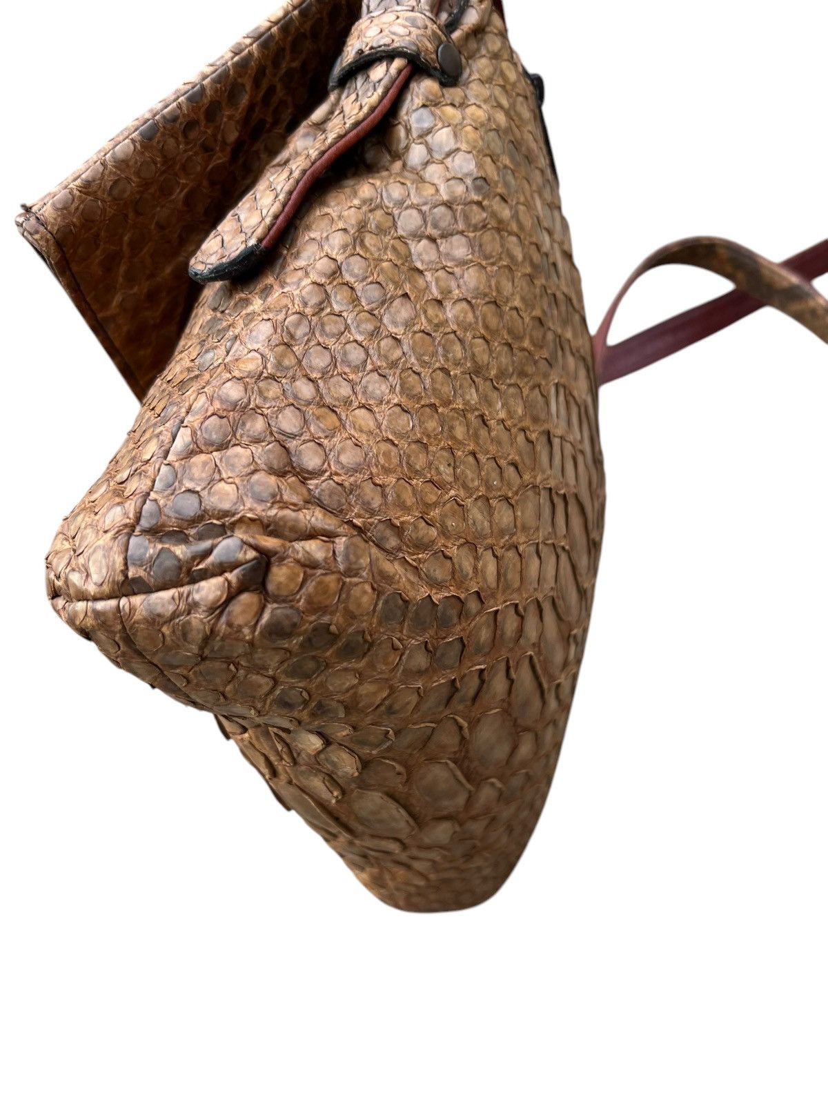 Leather Vintage Unknown Japan Brand Patina Python Skin Leather Bag Size ONE SIZE - 13 Thumbnail