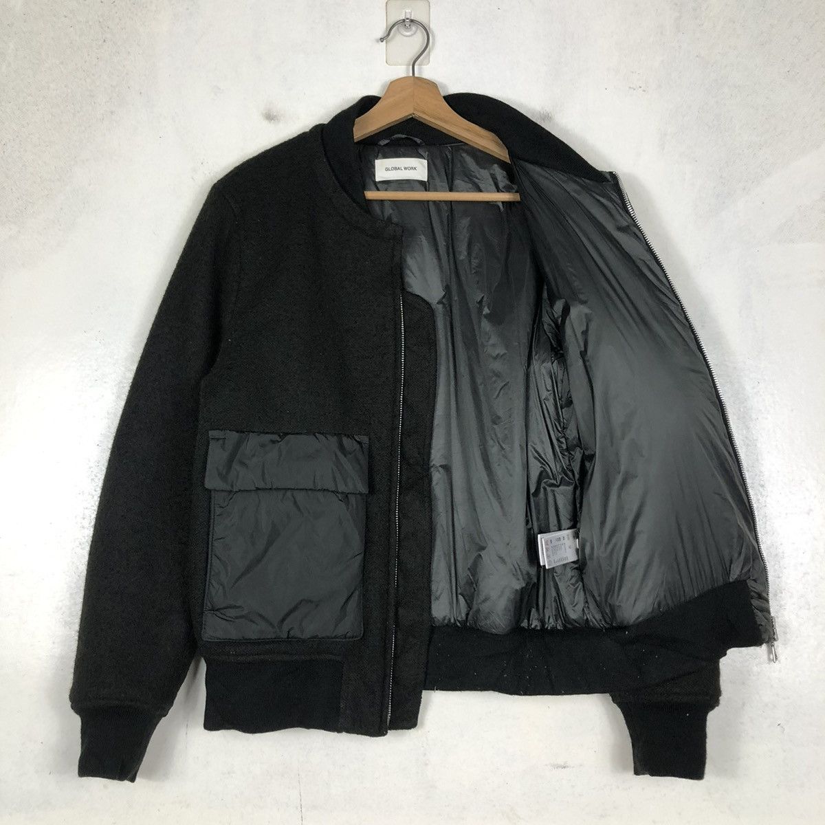 Japanese Brand 📌VINTAGE WOOL BIKER BOMBER JACKET GLOBAL WORK JAPAN Size US M / EU 48-50 / 2 - 11 Thumbnail