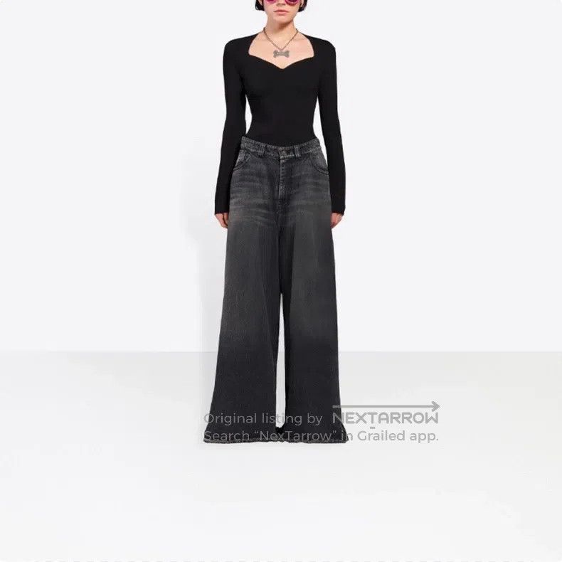 Balenciaga Balenciaga Wide Leg Washed Denim Pants Size US 29 - 7 Thumbnail