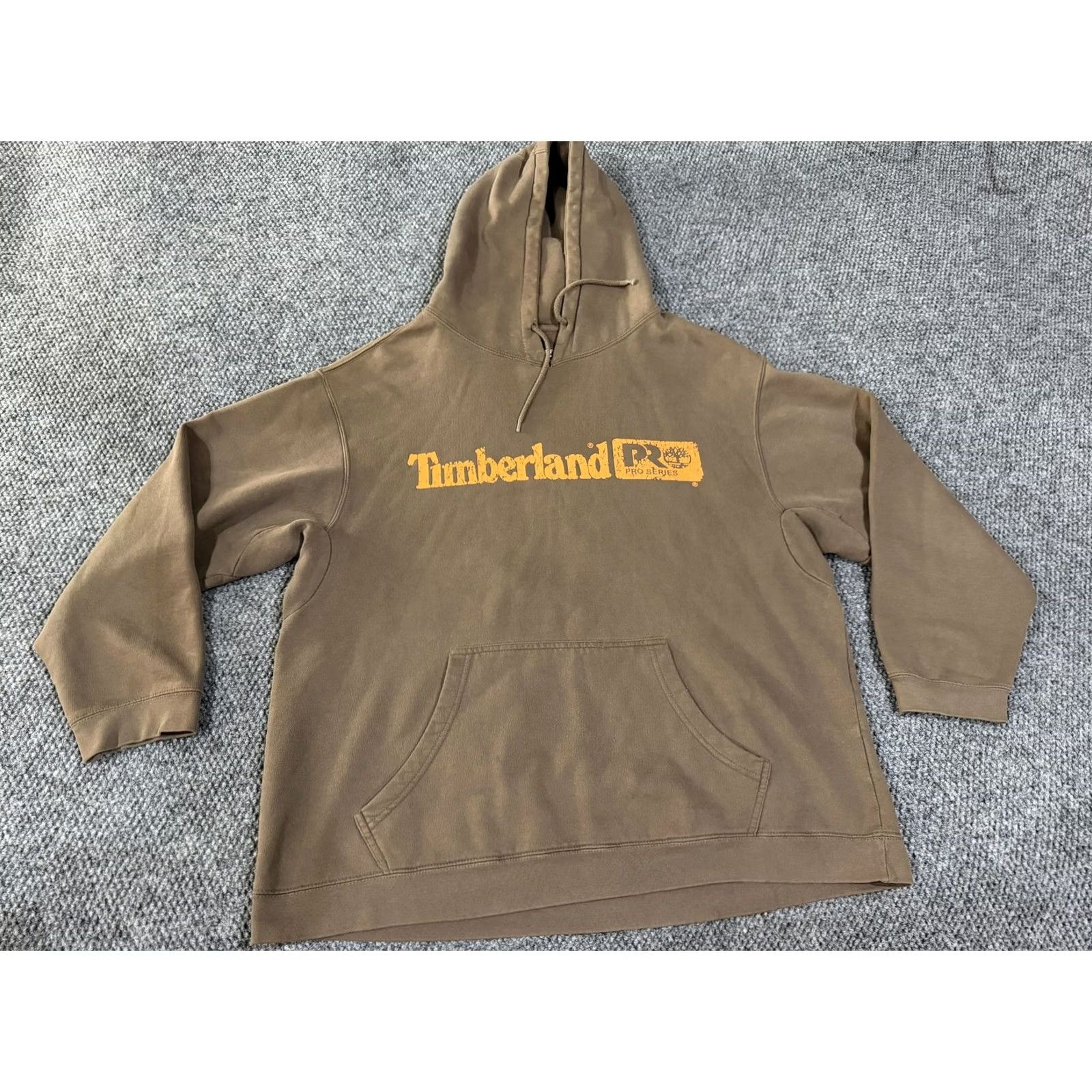 Timberland Timberland Pro Hoodie Mens XL Brown Pullover Fleece Sweatshirt Kangaroo Logo Graphic Print Hooded Pockets Crew Neck - Cotton Polyester Size US XL / EU 56 / 4 - 2 Thumbnail
