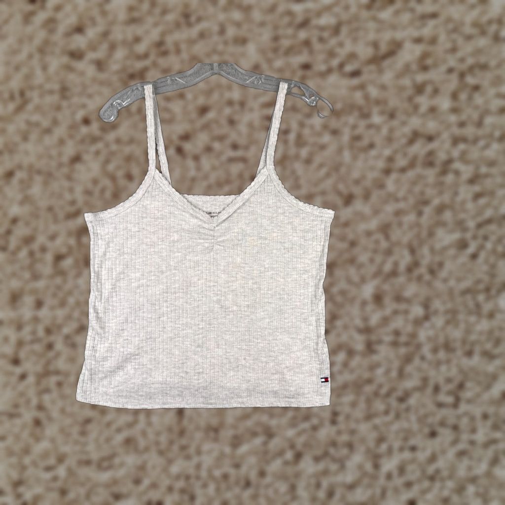 Tommy Hilfiger Tommy Hilfiger Tank Women M Gray Ribbed Cotton V-Neck Sleepwear Womens Size M / US 6-8 / IT 42-44 - 1 Thumbnail
