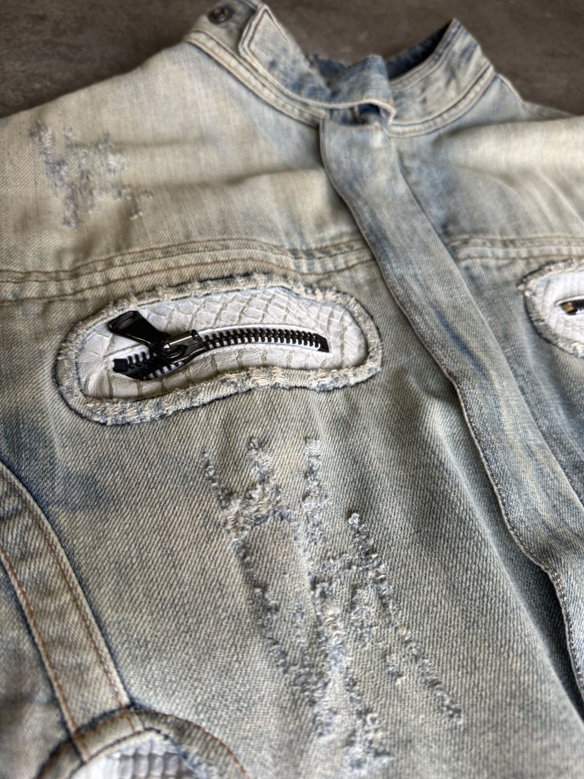 Dolce & Gabbana Dolce & Gabbana Croc Leather Panel Denim Jacket Archive Size US L / EU 52-54 / 3 - 5 Thumbnail