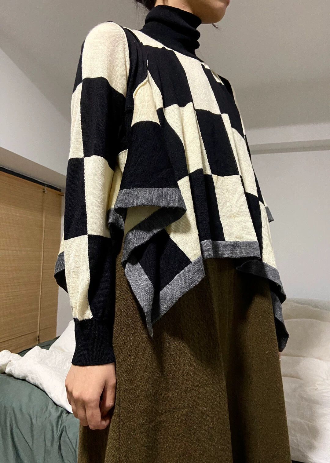 Comme des Garcons COMME des GARCONS 2000s Irregular Hem Checkered Knit Top Size ONE SIZE - 2 Thumbnail