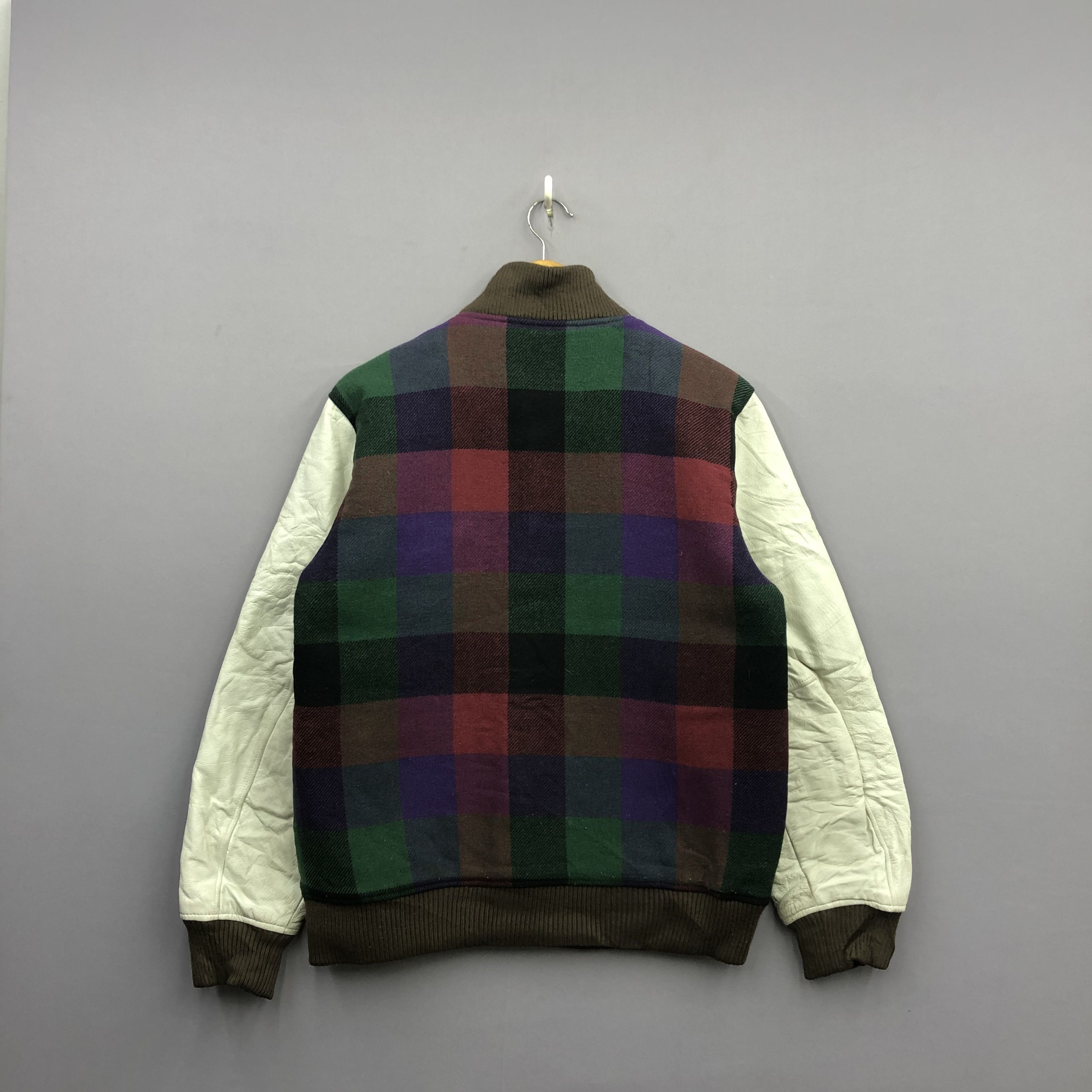 Columbia × Vintage Vintage Columbia Plaid Leather Varsity Wool Jackets Size US S / EU 44-46 / 1 - 2 Thumbnail