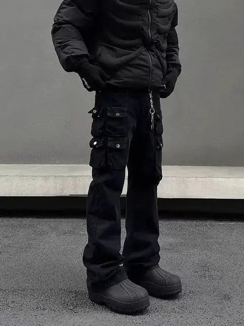 Street Retro Heavyweight Multi-Pocket Cargo Jeans