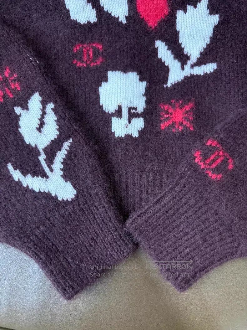 Chanel Chanel 24N Ski Series Sauce Purple Flower Cashmere Mulberr Size S / US 4 / IT 40 - 4 Thumbnail
