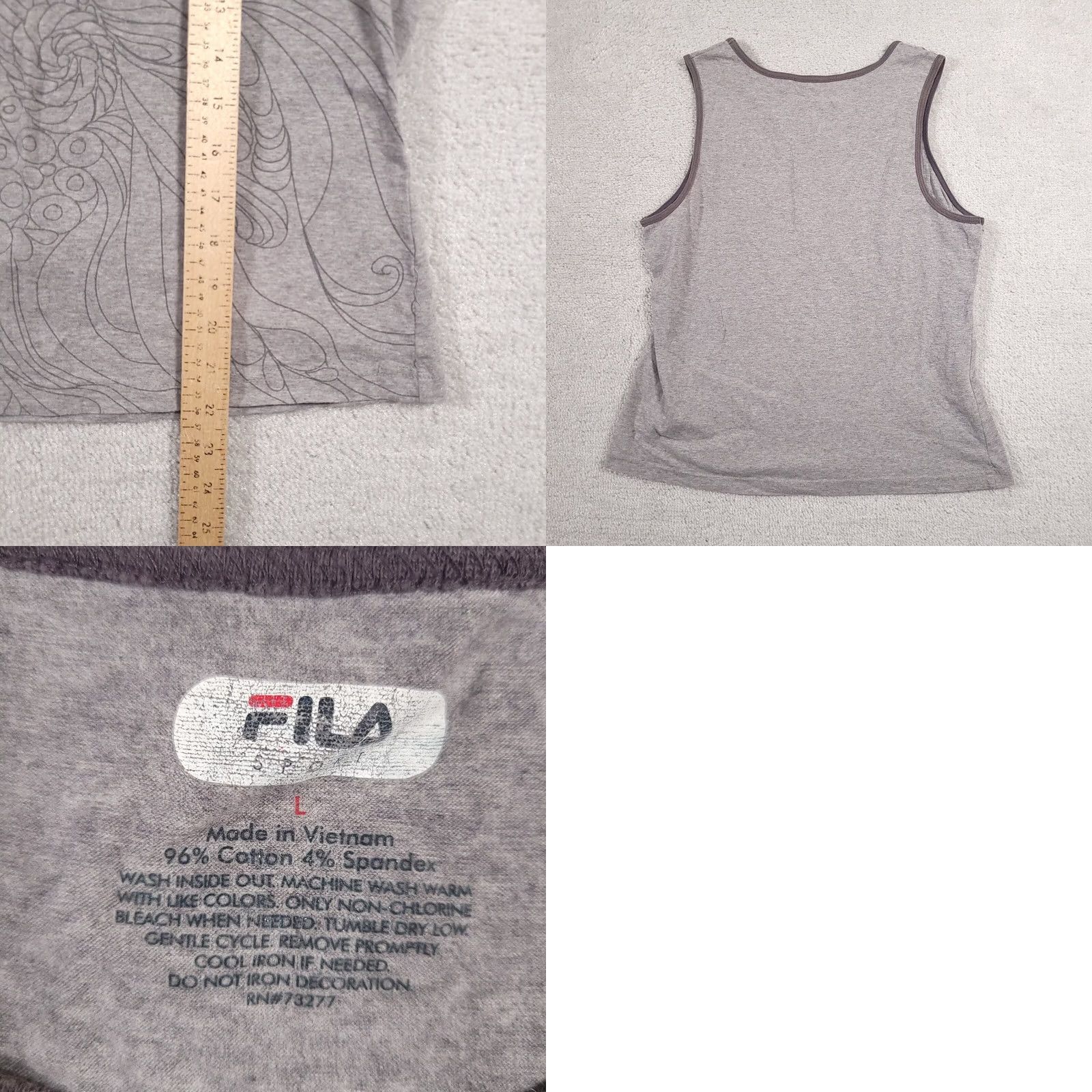 Fila FILA Tank Top Activewear Muscle Shirt Cotton Yoga Athletic Womens Large Gray Size L / US 10 / IT 46 - 8 Thumbnail