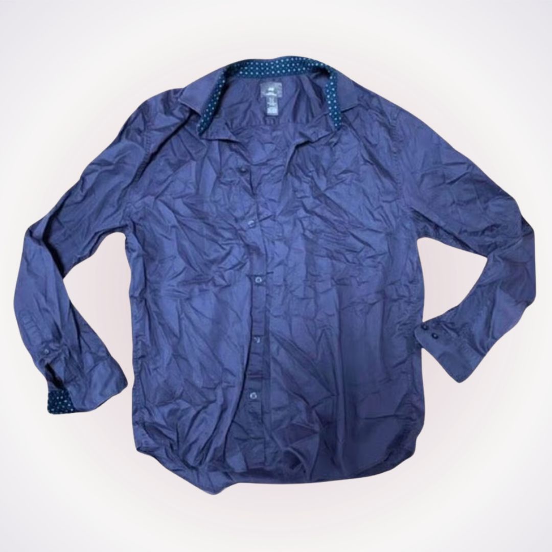 H&M H&M Slim Fit Blue Button-Front Long Sleeve Shirt | Sz XL Size US XL / EU 56 / 4 - 1 Thumbnail