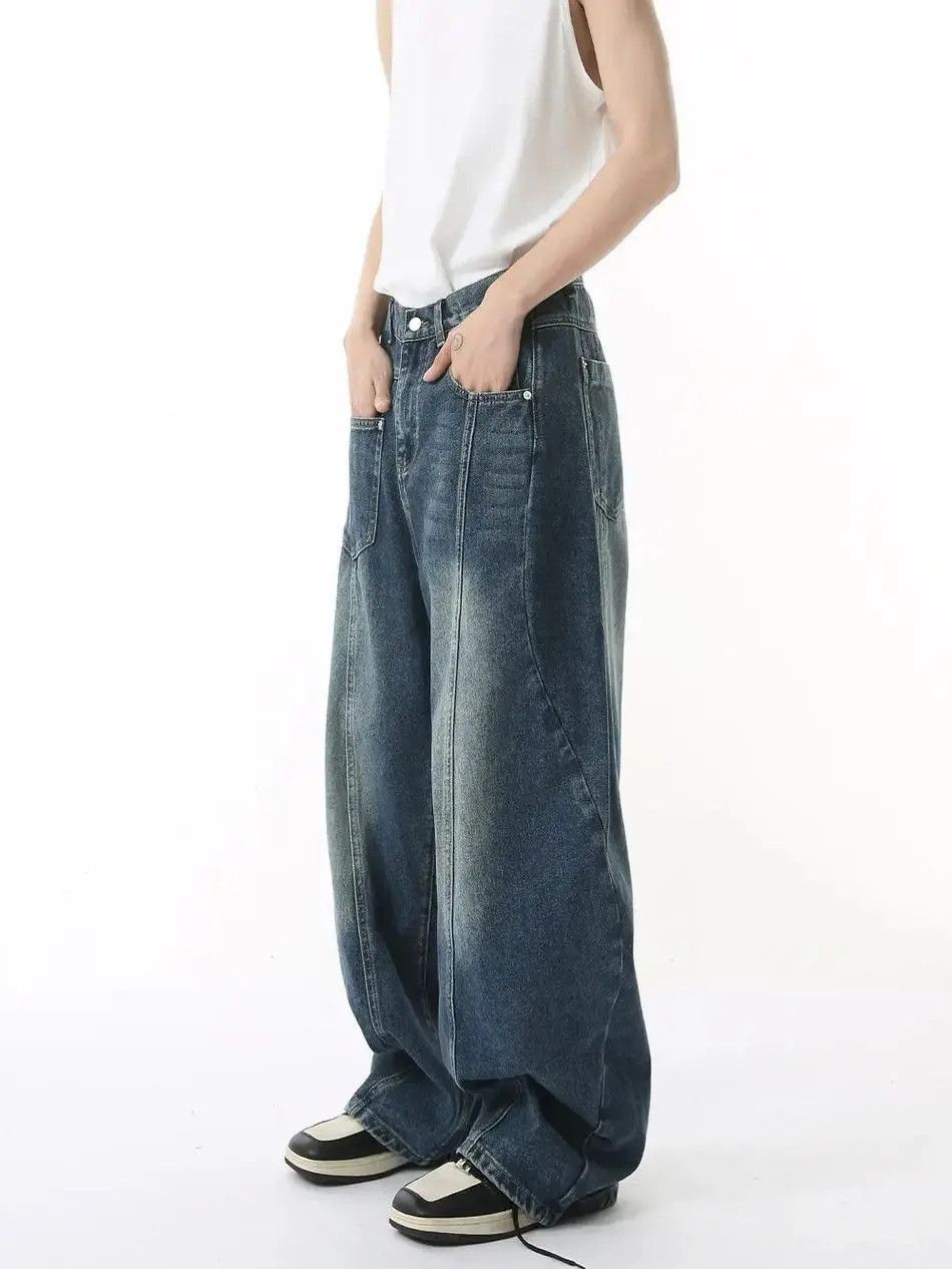 Japanese Brand Retro straight leg curved knife wide leg jeans Size US 32 / EU 48 - 5 Thumbnail