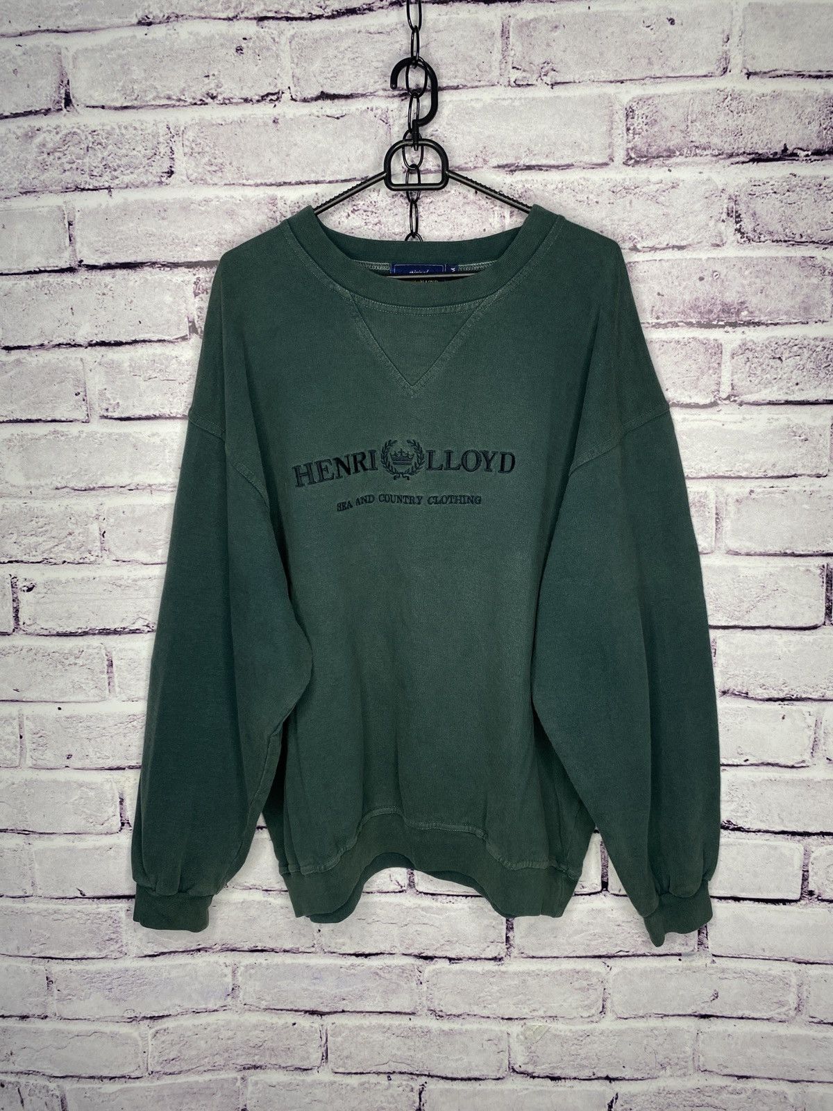 Pre-owned Henri Lloyd X Vintage Mens Sweatshirt Henri Lloyd Vintage Big Logo Size M In Green