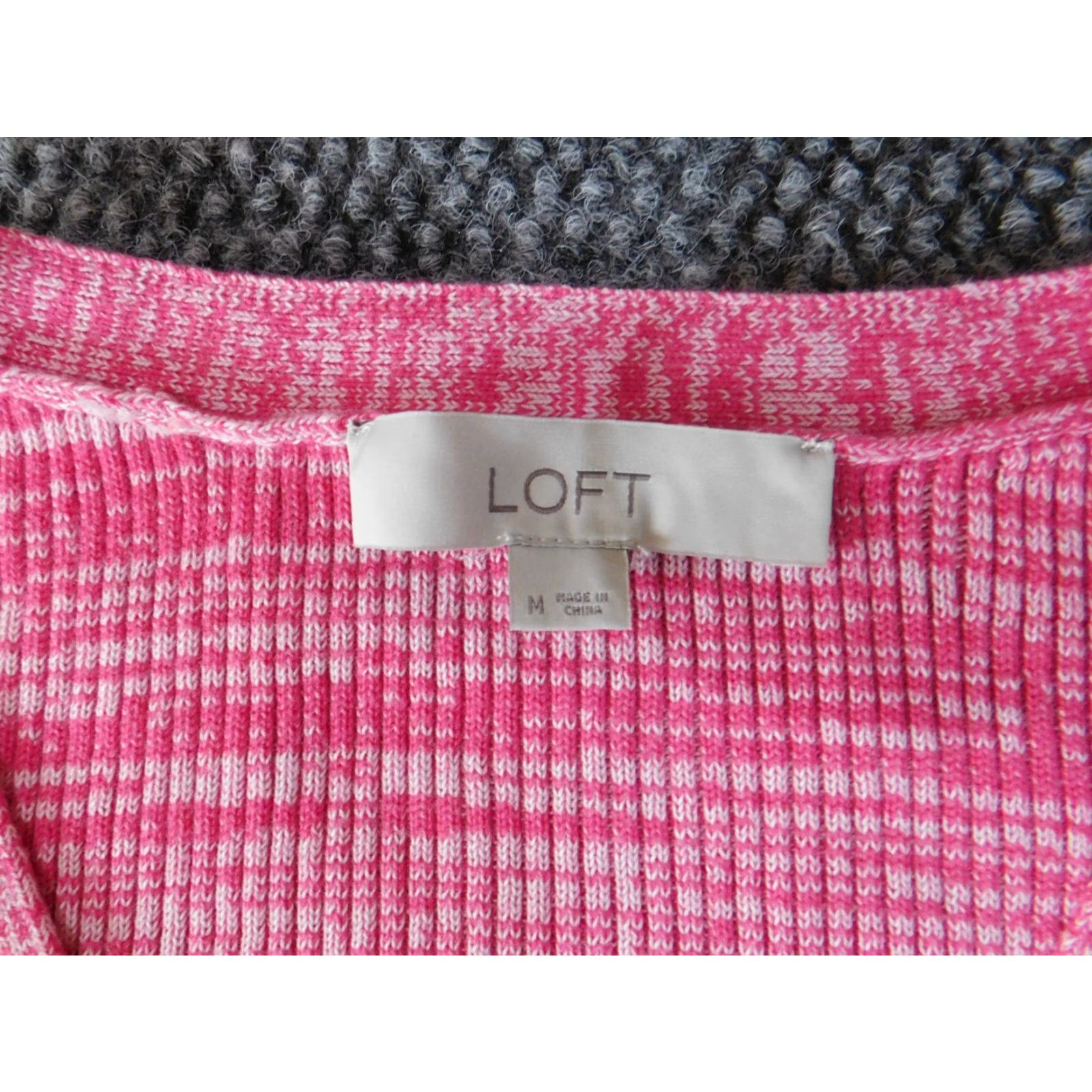 Loft LOFT Cardigan Shirt Womens Medium Pink Cotton Viscose Stretch Button Knit Rib Crew Neck Pullover Casual Modern Regular Size M / US 6-8 / IT 42-44 - 4 Thumbnail