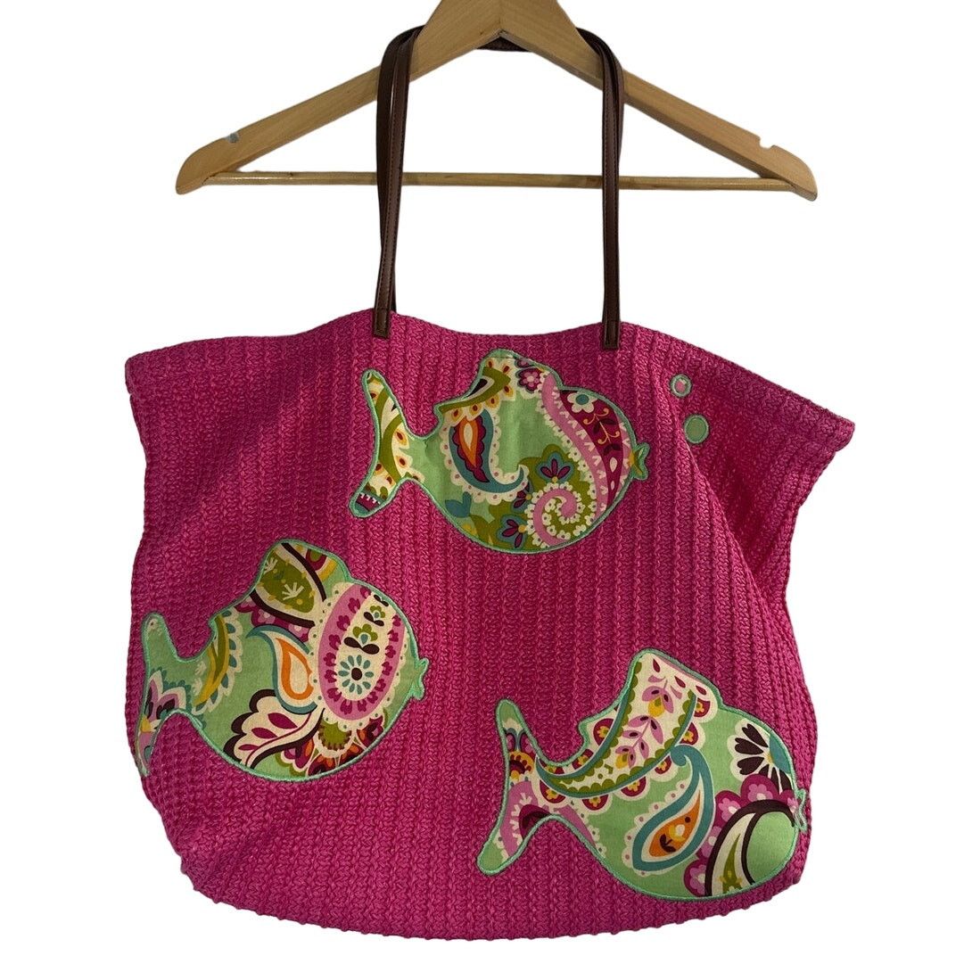 Vera Bradley Vera Bradley Resort Tuttie Frutti Pink Fish Straw Tote Bag Size ONE SIZE - 1 Thumbnail