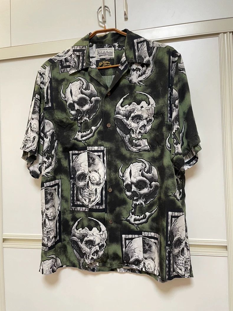 トップス WACKO MARIA Skull Pattern Print Shirt Wacko Maria WACKO MARIA Skull Pattern Short Sleeve Shirt