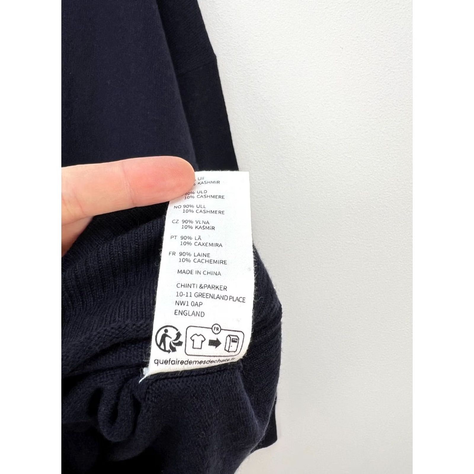 CHINTI & PARKER Chinti and Parker Sweater Wool Cashmere Blend Pullover Womens L Dark Navy Casual Knit Long Sleeve Regular Fit 2020s Pattern: Solid Womens Clothing Size L / US 10 / IT 46 - 7 Thumbnail