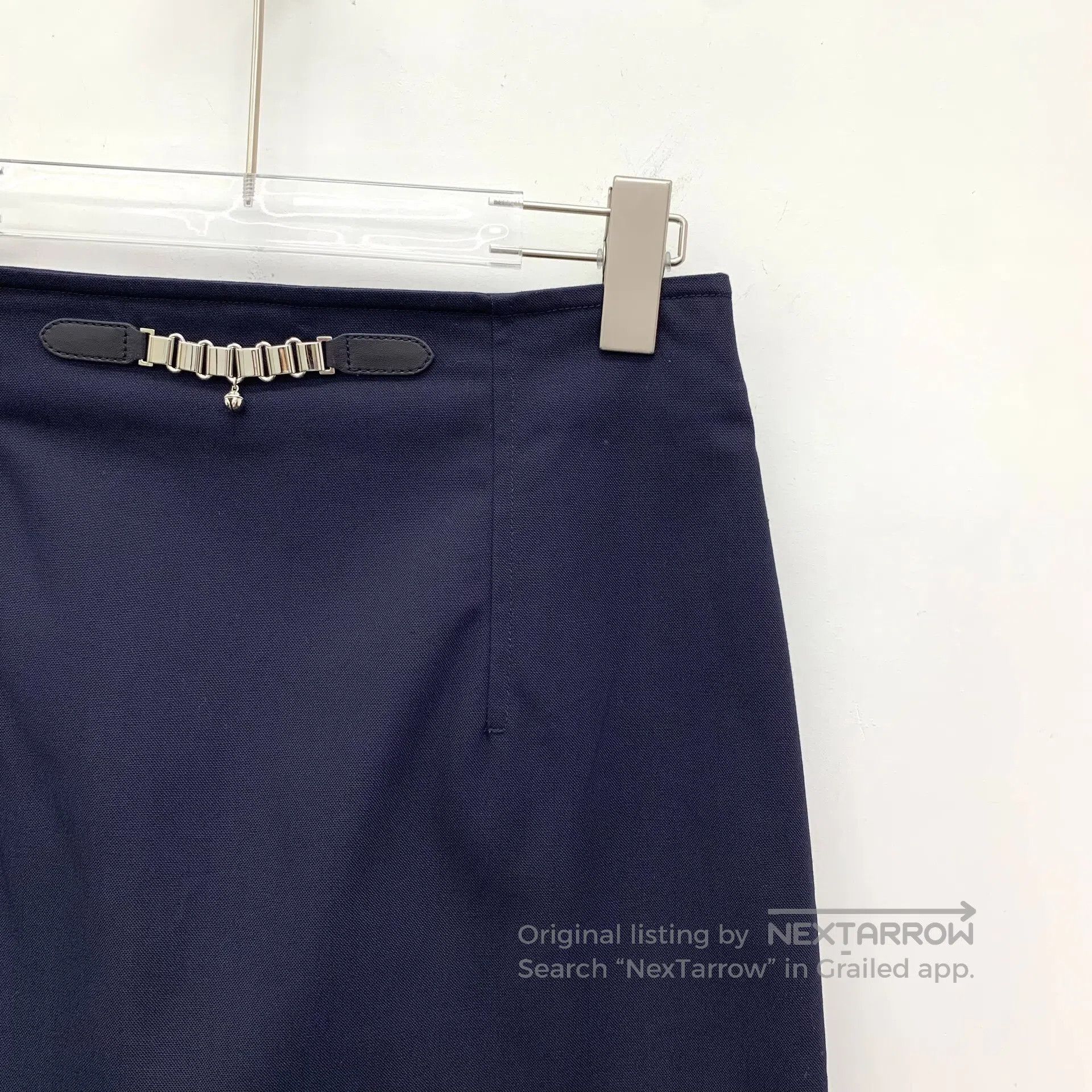 Hermes Hermes Dark Blue Bell Chain Cotton Casual Skirt| Size 35" - 3 Thumbnail