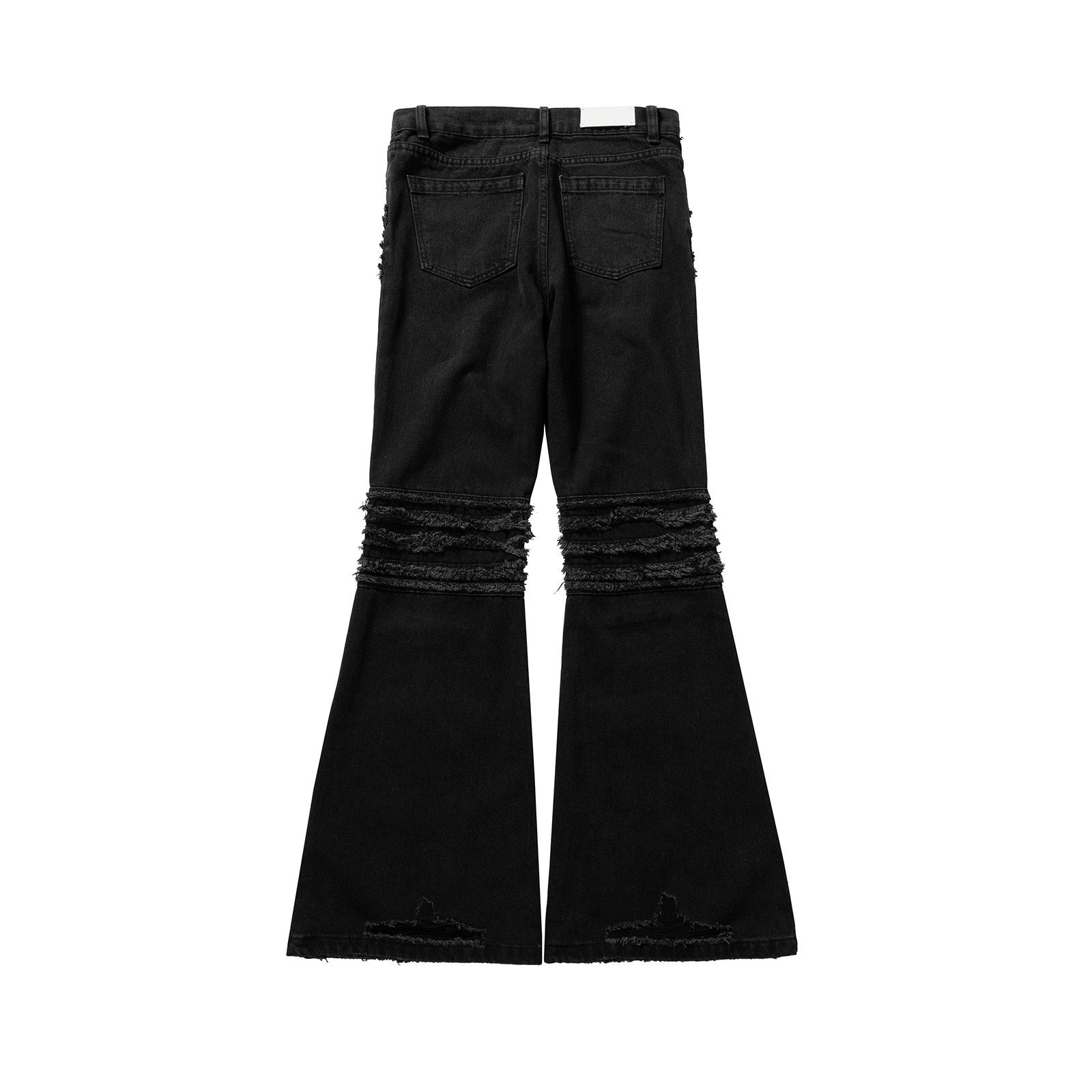 Jean High Street Frayed Tassel Black Flare Jeans Pants Size US 32 / EU 48 - 4 Thumbnail