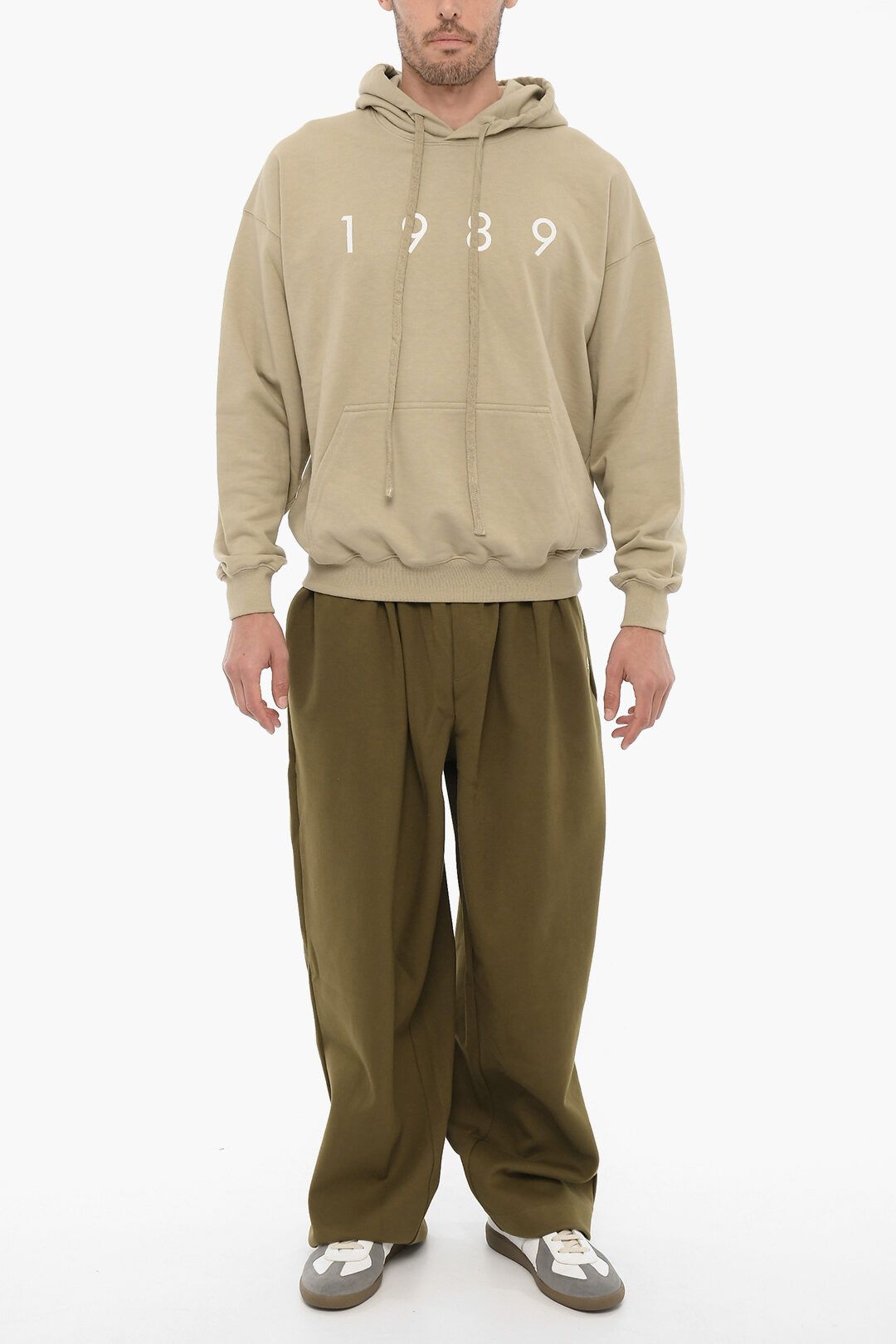 og1mm0423 Brushed Cotton Hoodie in Beige Sweatshirts Hoodies