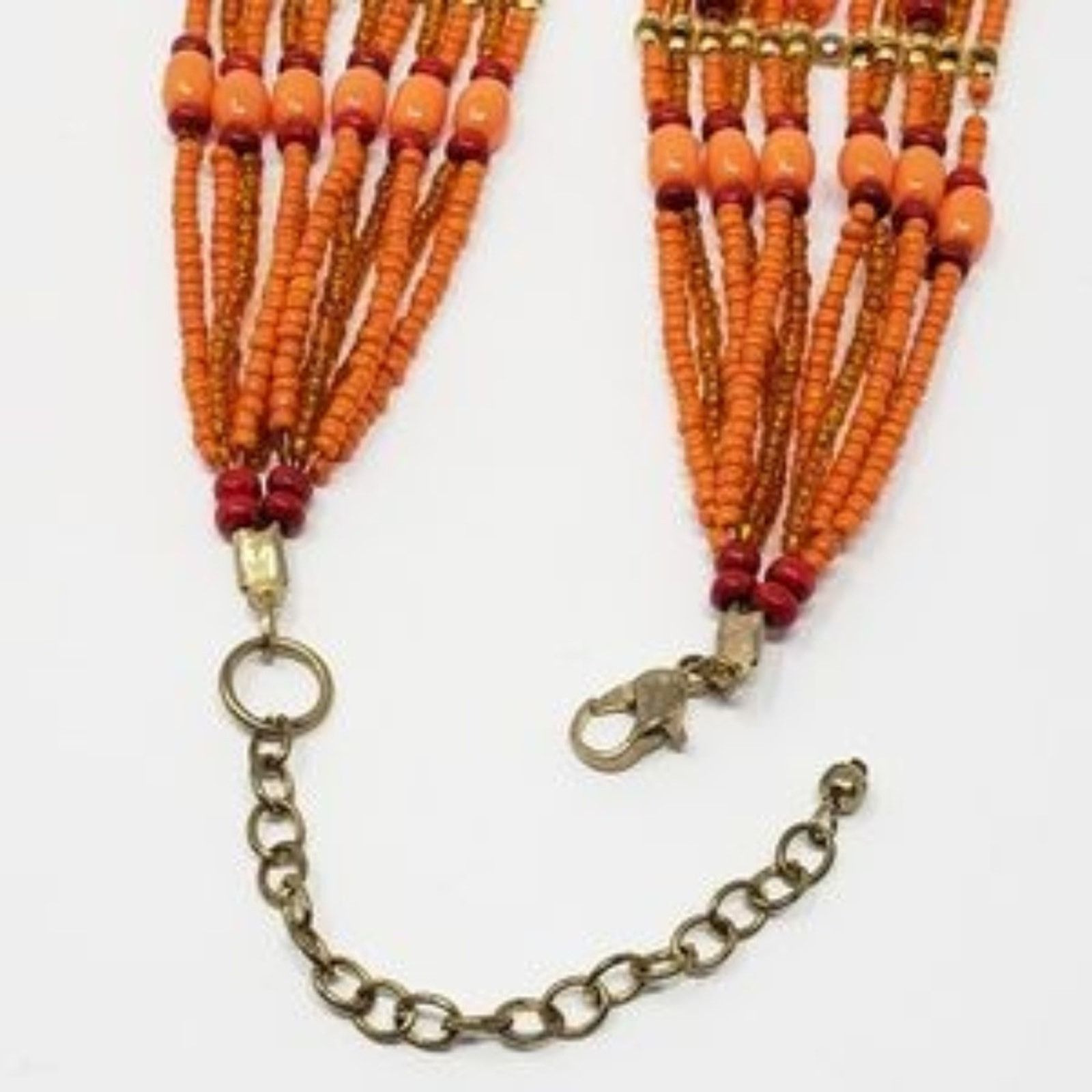 Other Multi-Strand Beaded Red, Orange & Gold-Tone Necklace Size ONE SIZE - 4 Thumbnail