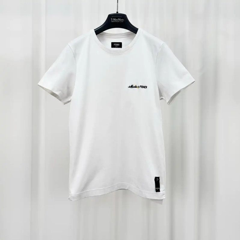 Fendi Fendi White Cotton Embroidered Logo T-Shirt 0089 Size XS / US 0-2 / IT 36-38 - 1 Thumbnail