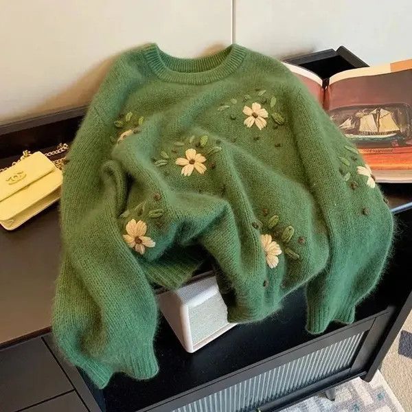 VIBE Sweaters Woman Retro Green Jumper Size L / US 10 / IT 46 - 3 Thumbnail