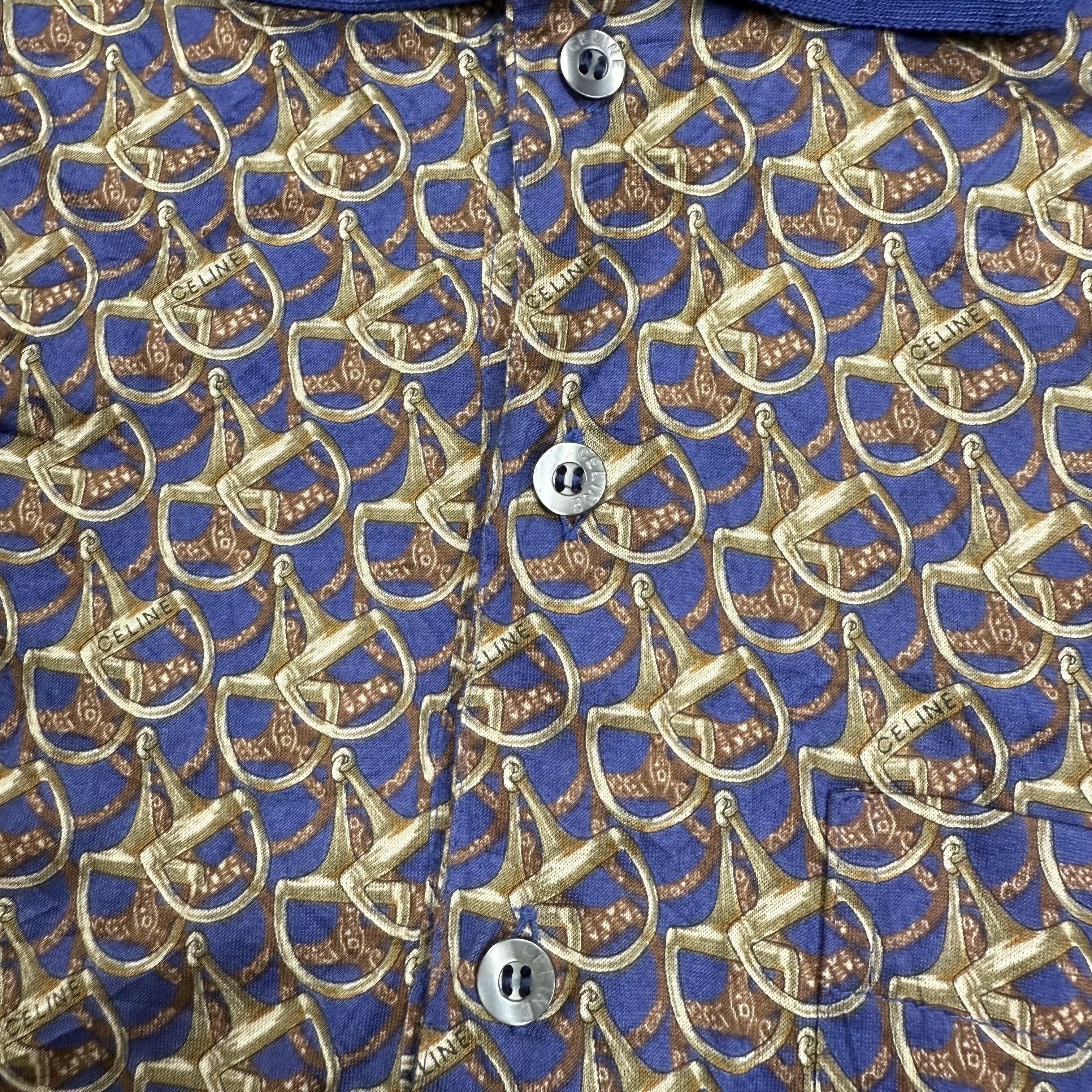 Celine Vintage 90s Celine Monogram Polo Shirt Size US M / EU 48-50 / 2 - 5 Thumbnail