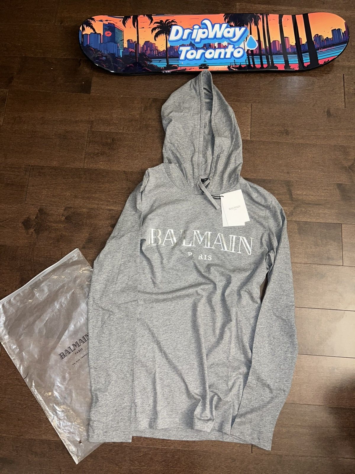 image of New Balmain Hoodie/shirt in Grey, Men's (Size XS)