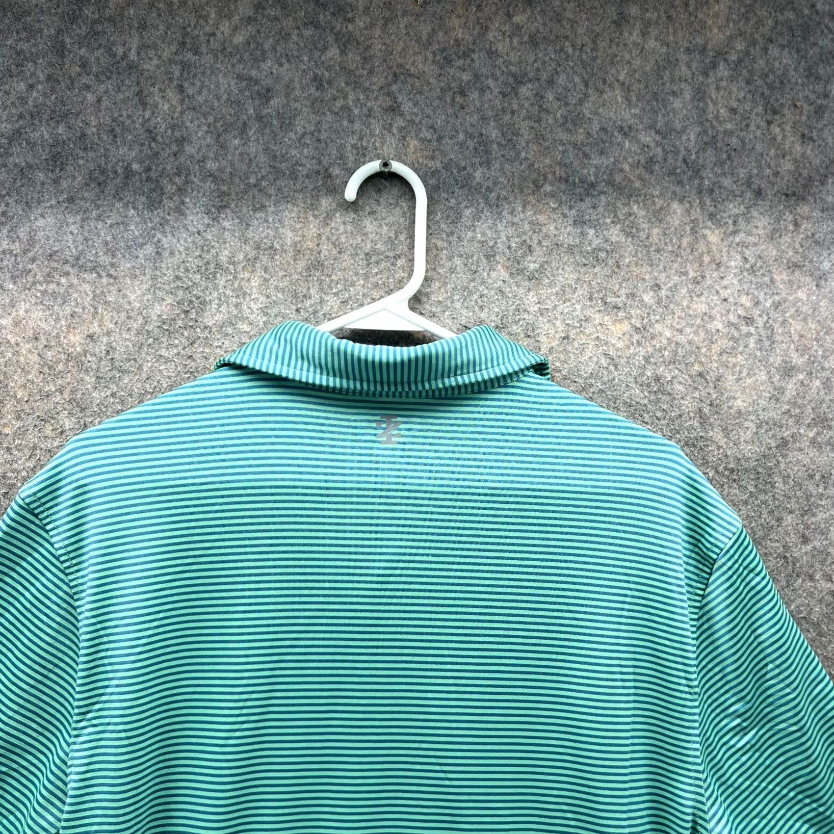 Izod IZOD Polo Shirt Men Medium Teal Blue Striped Polyester Golf Stretch Fit Shirt Size US M / EU 48-50 / 2 - 2 Thumbnail