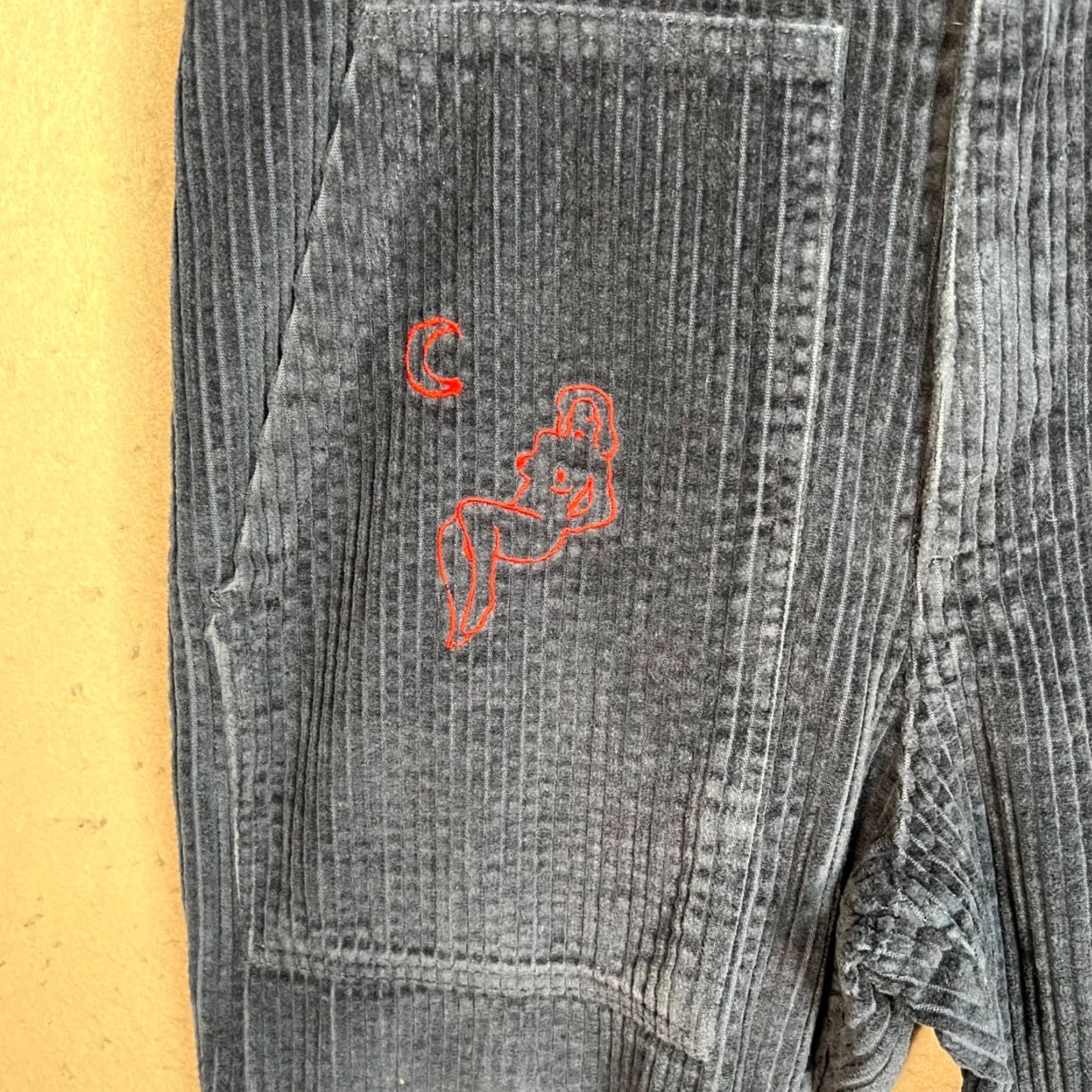 Vintage CARRIE BOLLERRE Corduroy Pants Womens Medium Blue Embroidered Straight Leg Chino Size 32" / US 10 / IT 46 - 5 Thumbnail