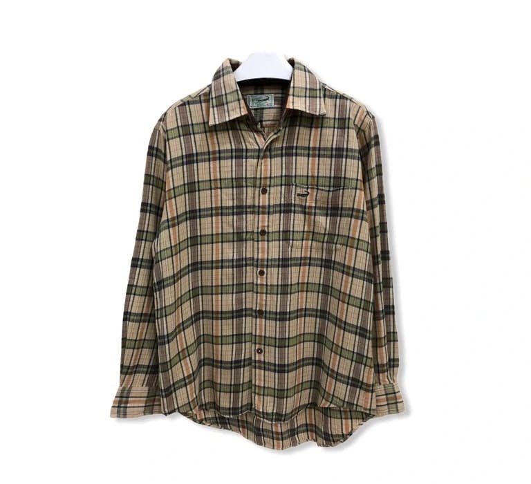 image of Crocodile Plaid Tartan Flannel Shirt, Men's (Size Medium)