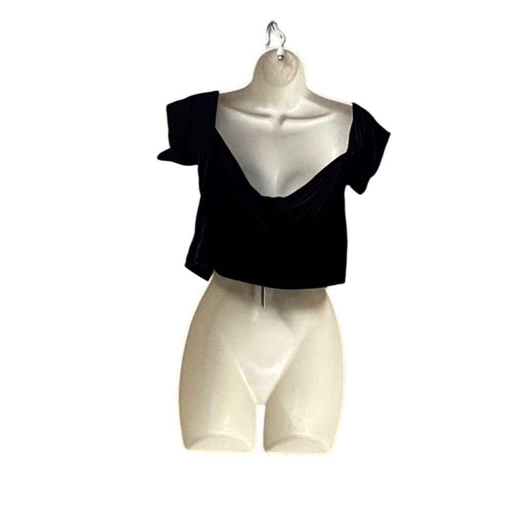 Other Sincerely Jules Velvet Off-Shoulder Cropped Top With Bow Det Size L / US 10 / IT 46 - 4 Thumbnail
