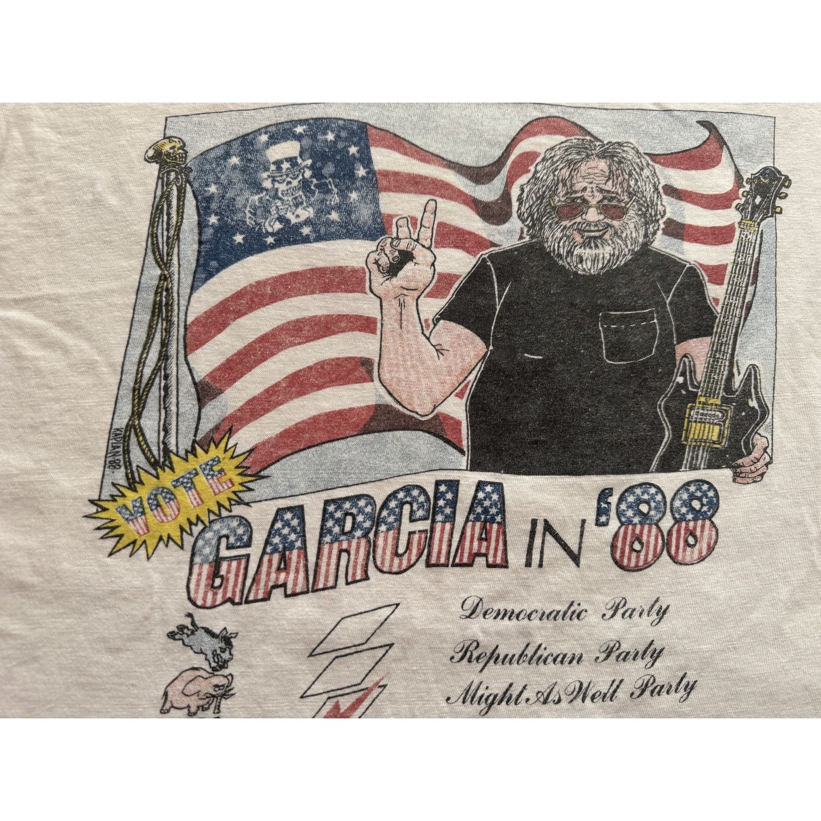 Grateful Dead Vtg Garcia in '88 "Might As Well Party" Grateful Dead Tee Size US XL / EU 56 / 4 - 2 Thumbnail