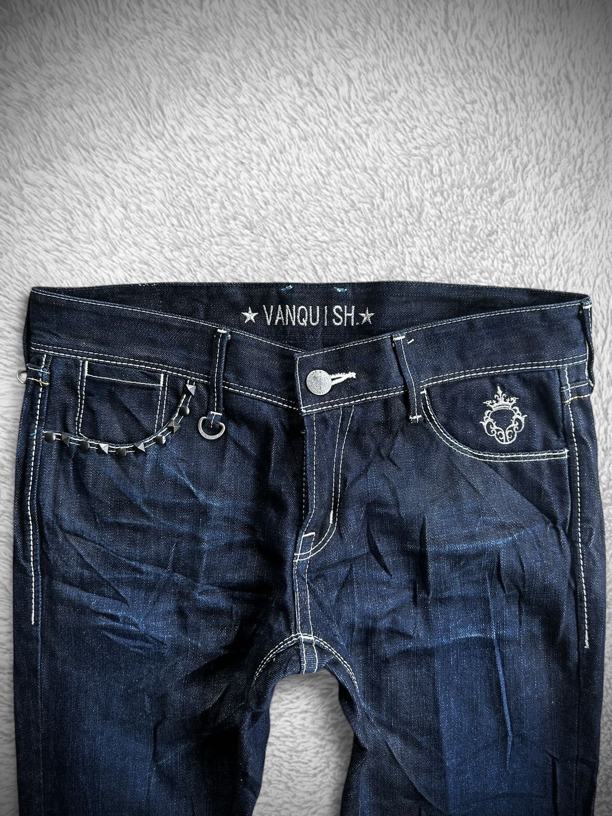 Japanese Brand 💥rare💥Murder license x Vanquish spike studded japan denim Size US 35 - 2 Thumbnail