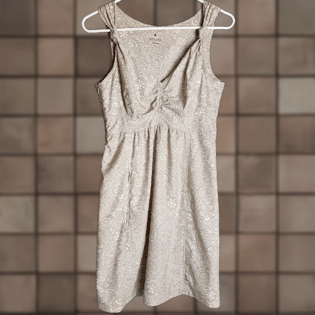 Athleta Athleta Womens Nearly Knotical Beige Paisley Floral Sleeveless Dress-Size 2 Size XS / US 0-2 / IT 36-38 - 1 Thumbnail