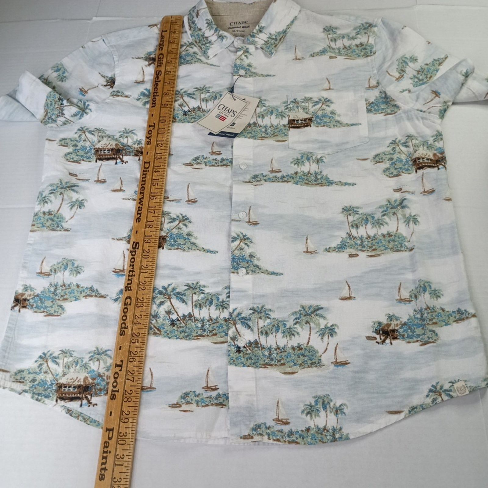 Chaps Chaps Seacoast Wash Linen Woven Shirt Men's XL Floral Print Size US XL / EU 56 / 4 - 5 Thumbnail