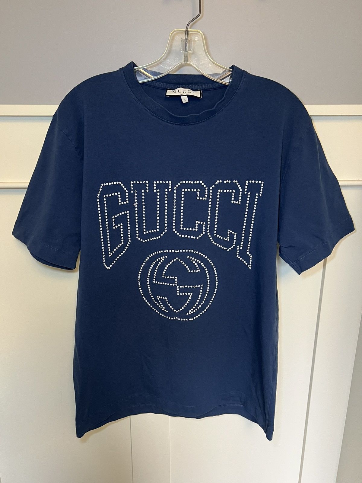 Gucci Gucci Pearl stud logo t-shirt Size US L / EU 52-54 / 3 - 1 Thumbnail