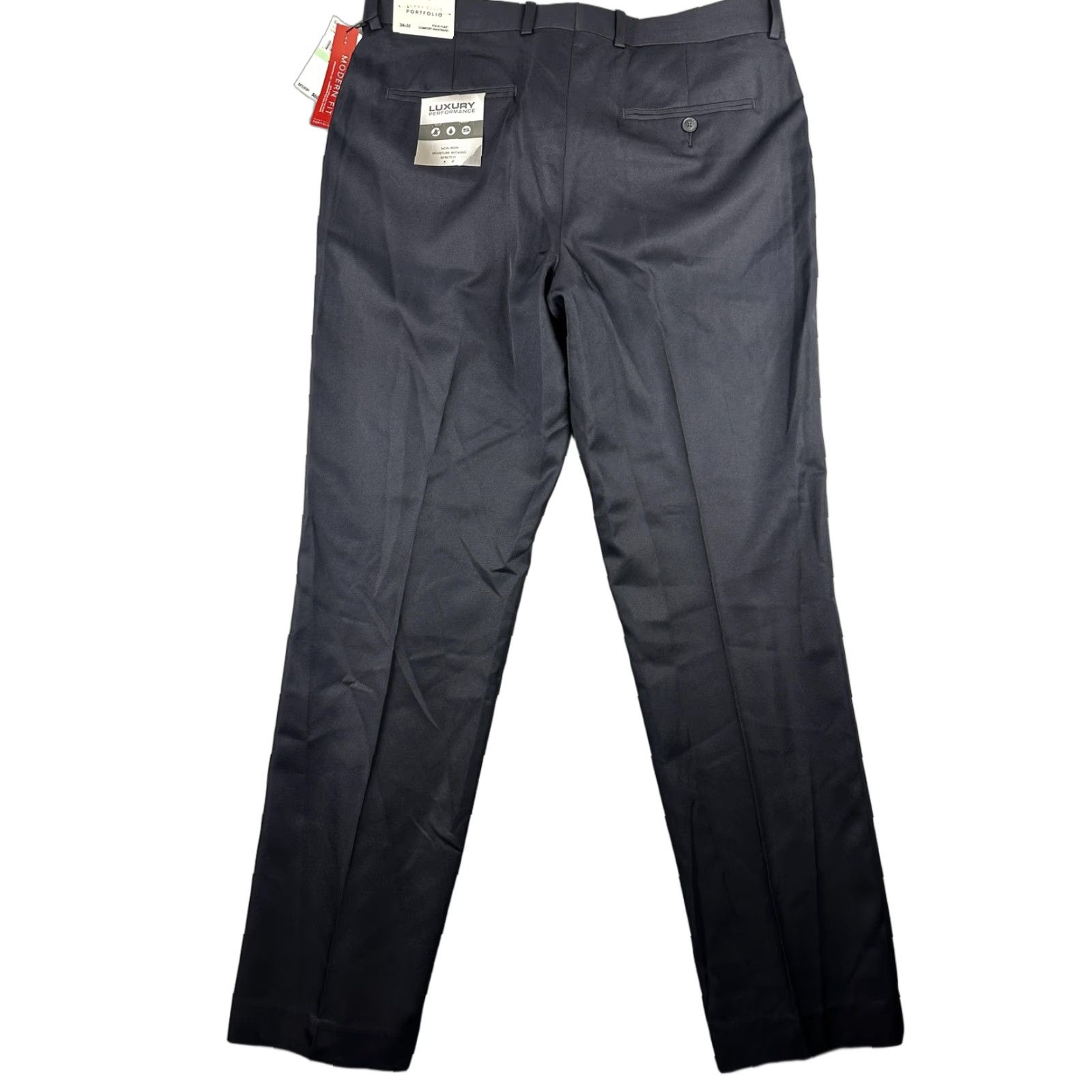 Perry Ellis Portfolio Pants Mens 34x32 Dark Navy Modern Fit Luxury  Performance Dress Pants Regular Inseam