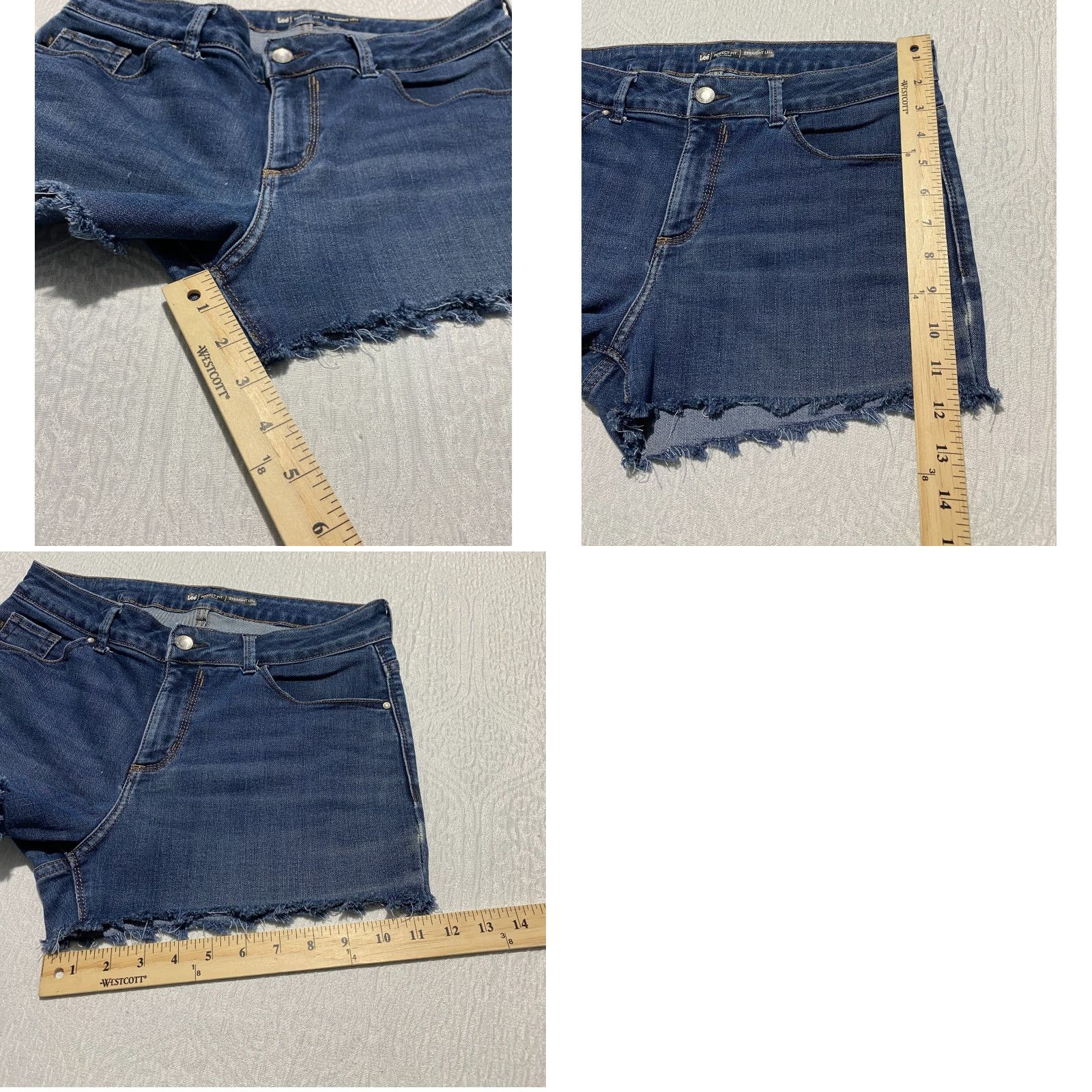 Lee Lee Shorts Womens 32 Blue Cut Off Denim Jorts Stretch Summer Raw Hem Pockets Denim Shorts Womens 32 Blue Casual 5-Pocket Stretch Summer Women Size 24" / US 00 / IT 34 - 8 Thumbnail