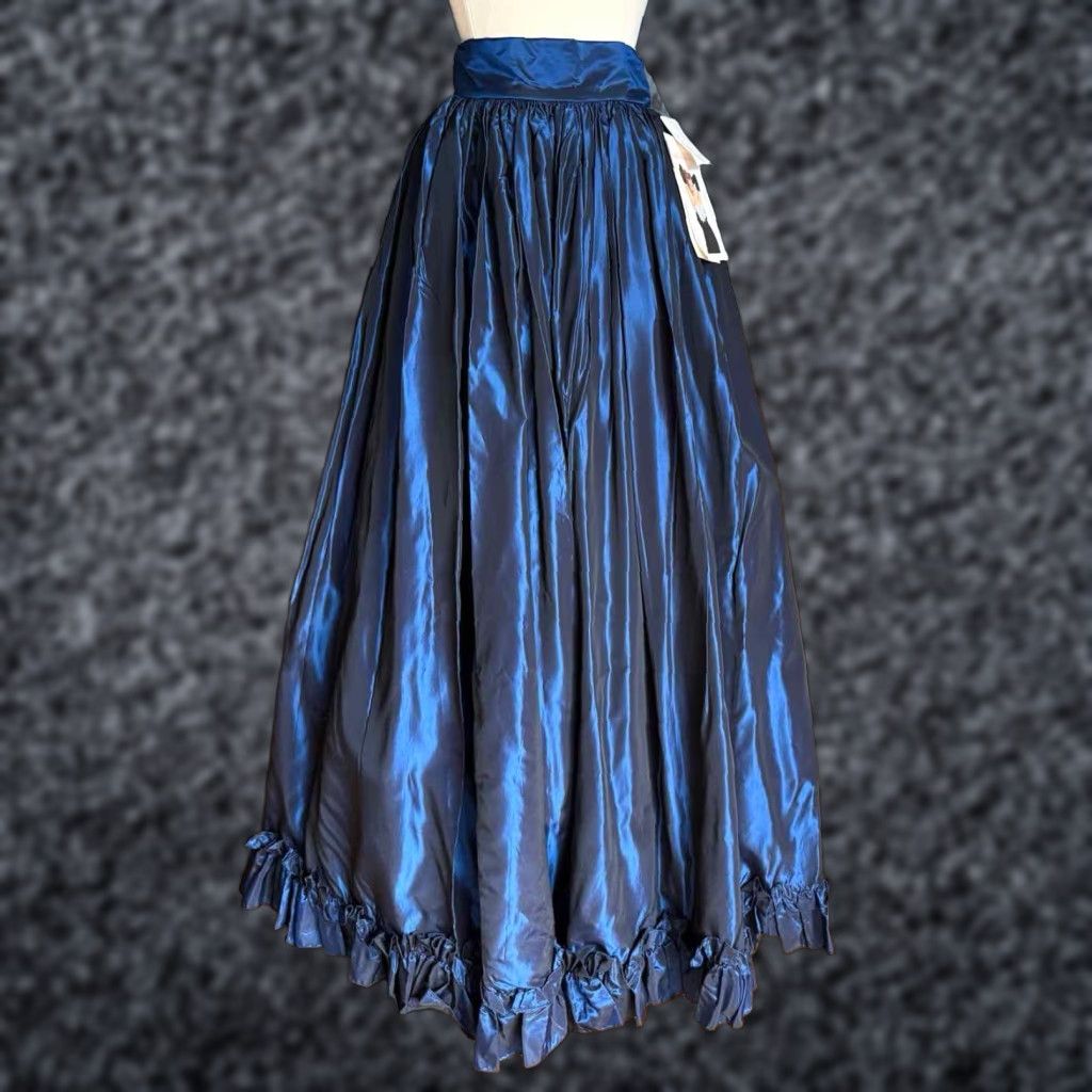 Vintage Jessica Mcclintock Blue Taffeta Formal Maxi Skirt Xs/s Winter Fall Spring 90's Wedding Party/cocktail, Women's (Size 26)