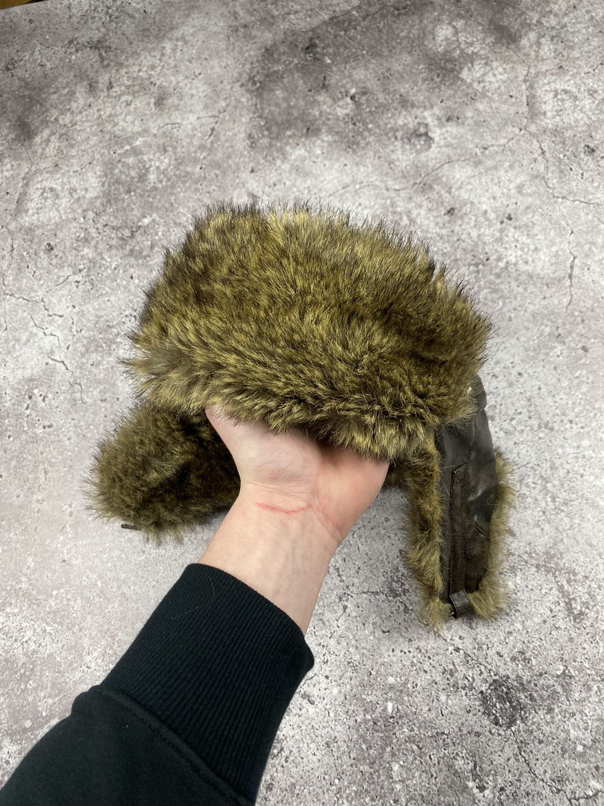 Vintage CRAZY Y2K CYBER Fuzzy Leather Mohair Vintage Ushanka Hat Size ONE SIZE - 4 Thumbnail